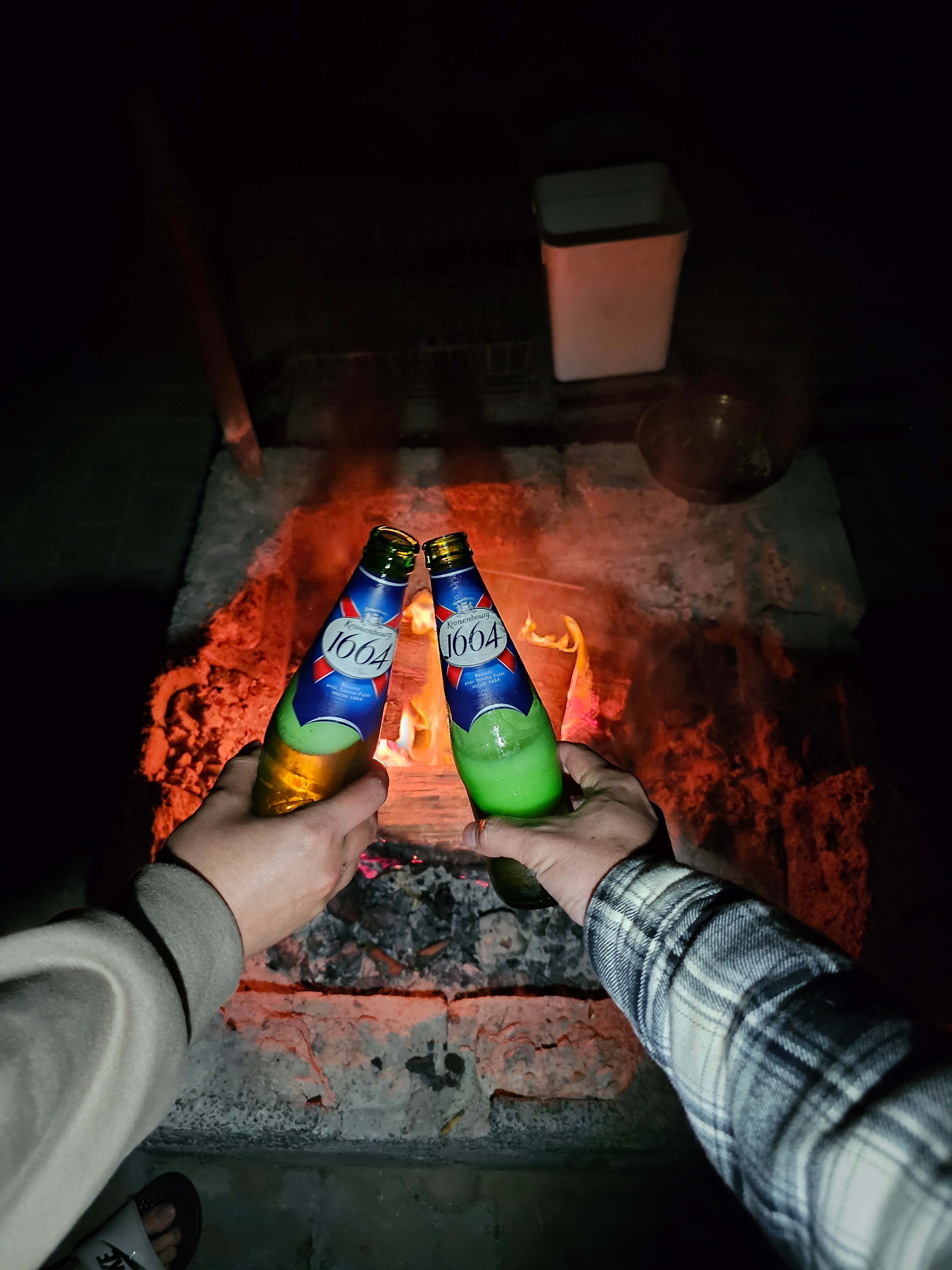 Provisional fireplace chill in the cool evening. Such a vibe!