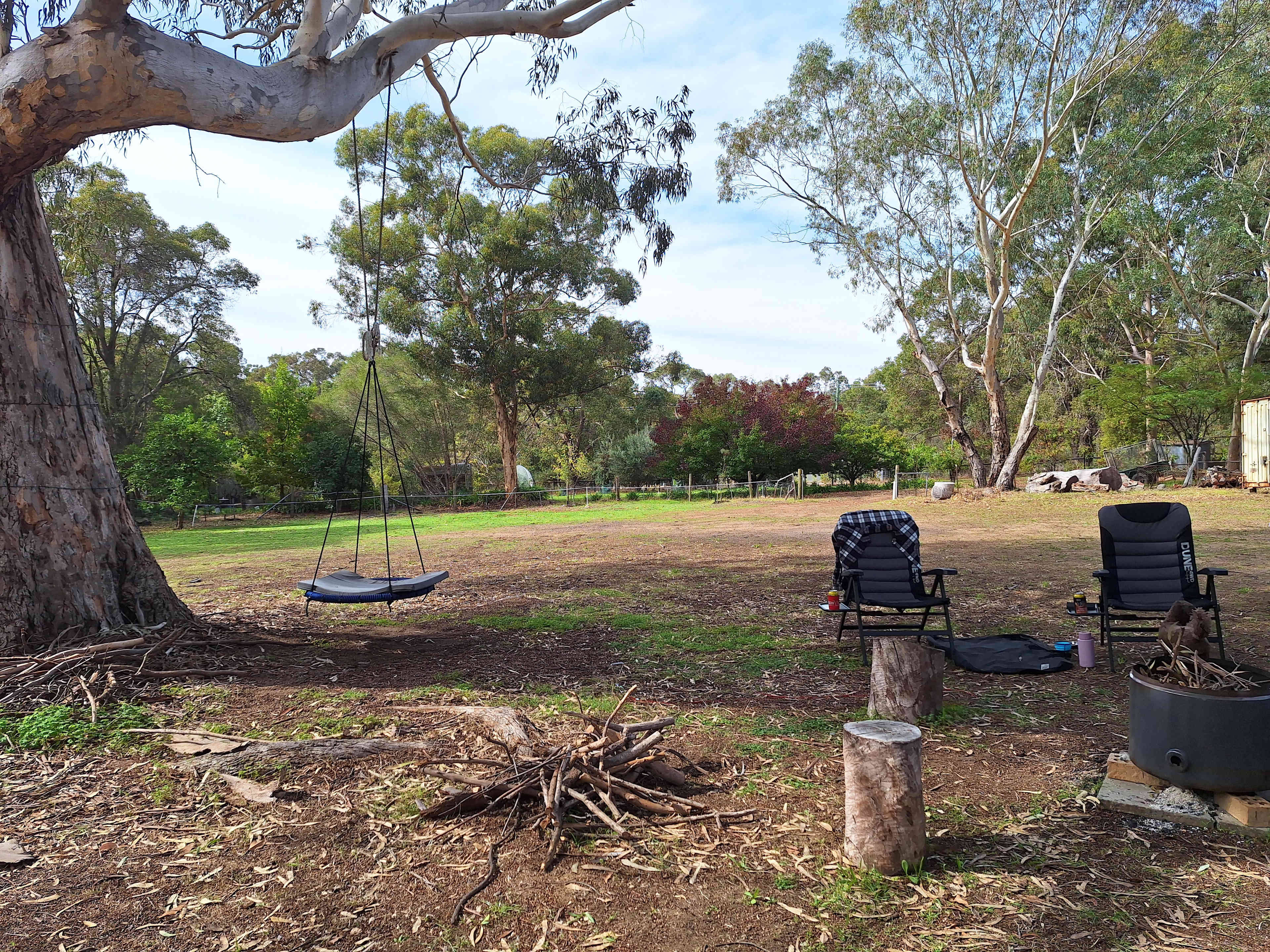 Sheep shed camp, looking towards the main gate.