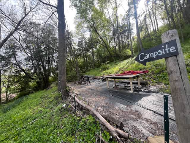 Campsite tucked in the trees on upper vista. 