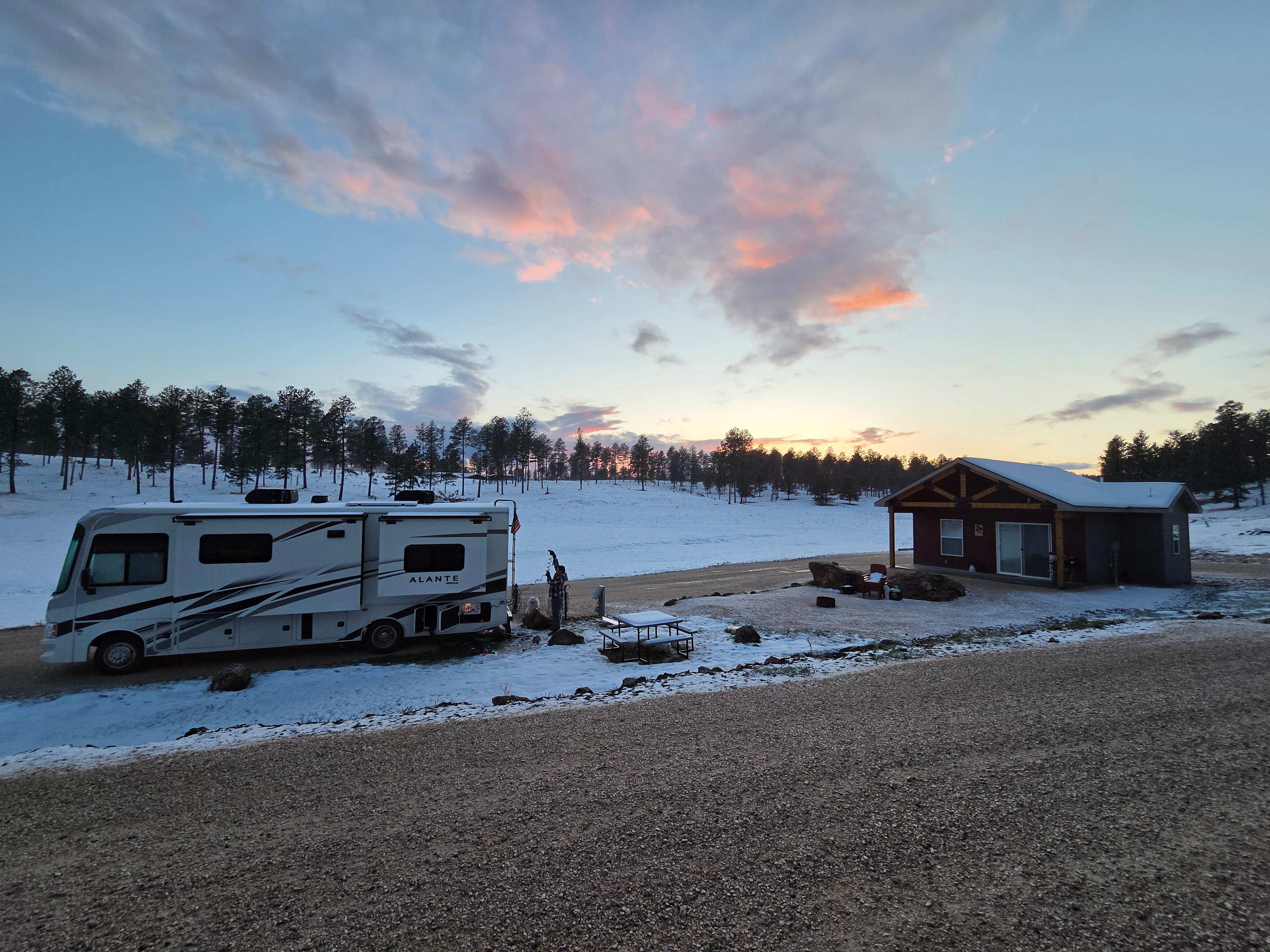 From the house looking at the RV site and cabin
