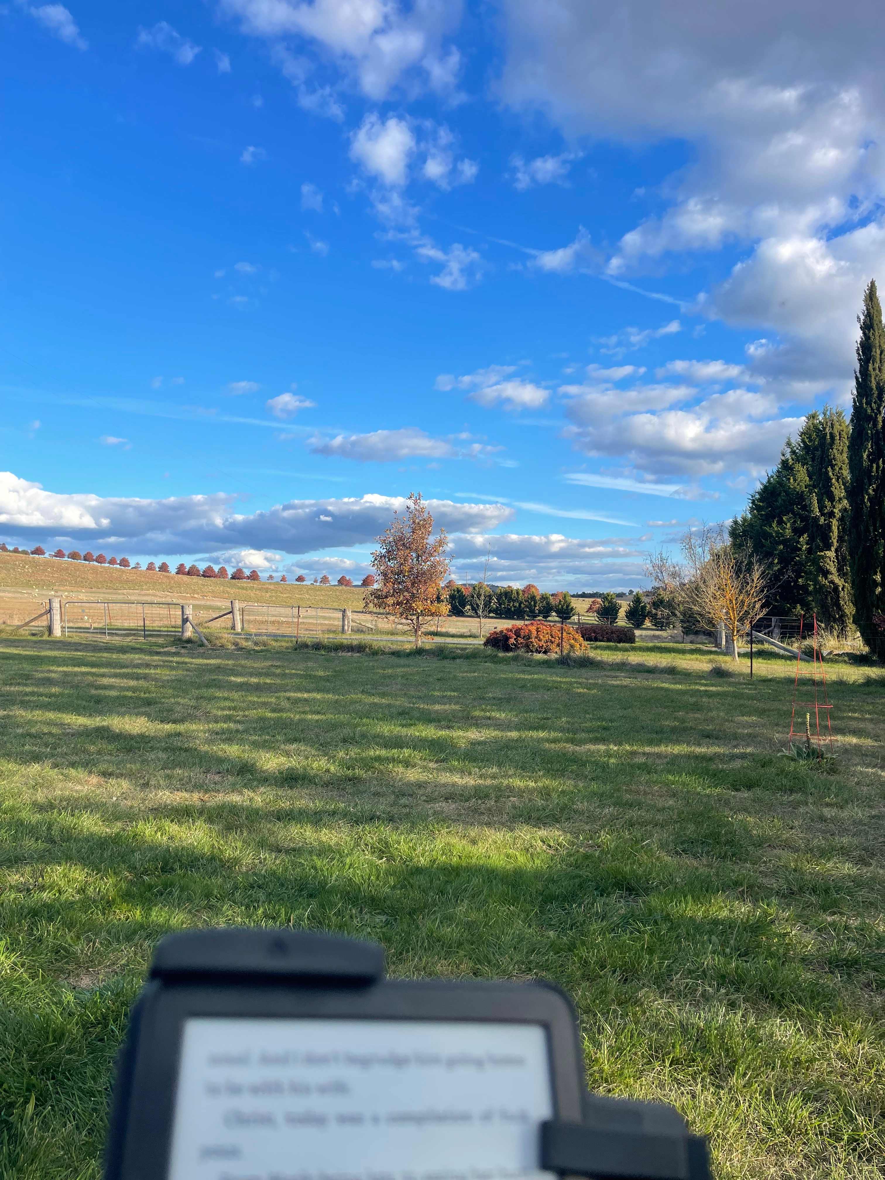Lovely sky while reading a book