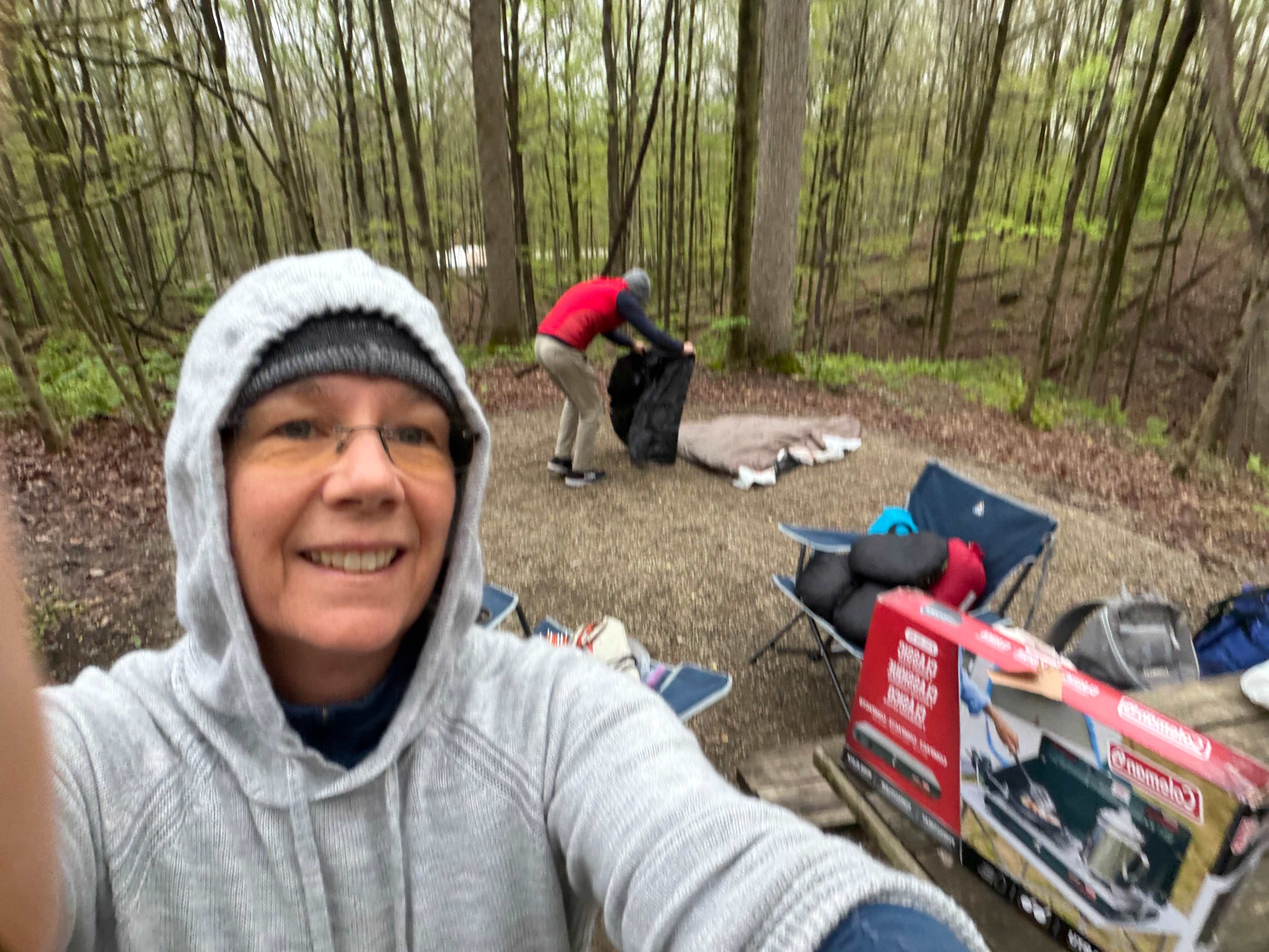 Setting up on the gravel area