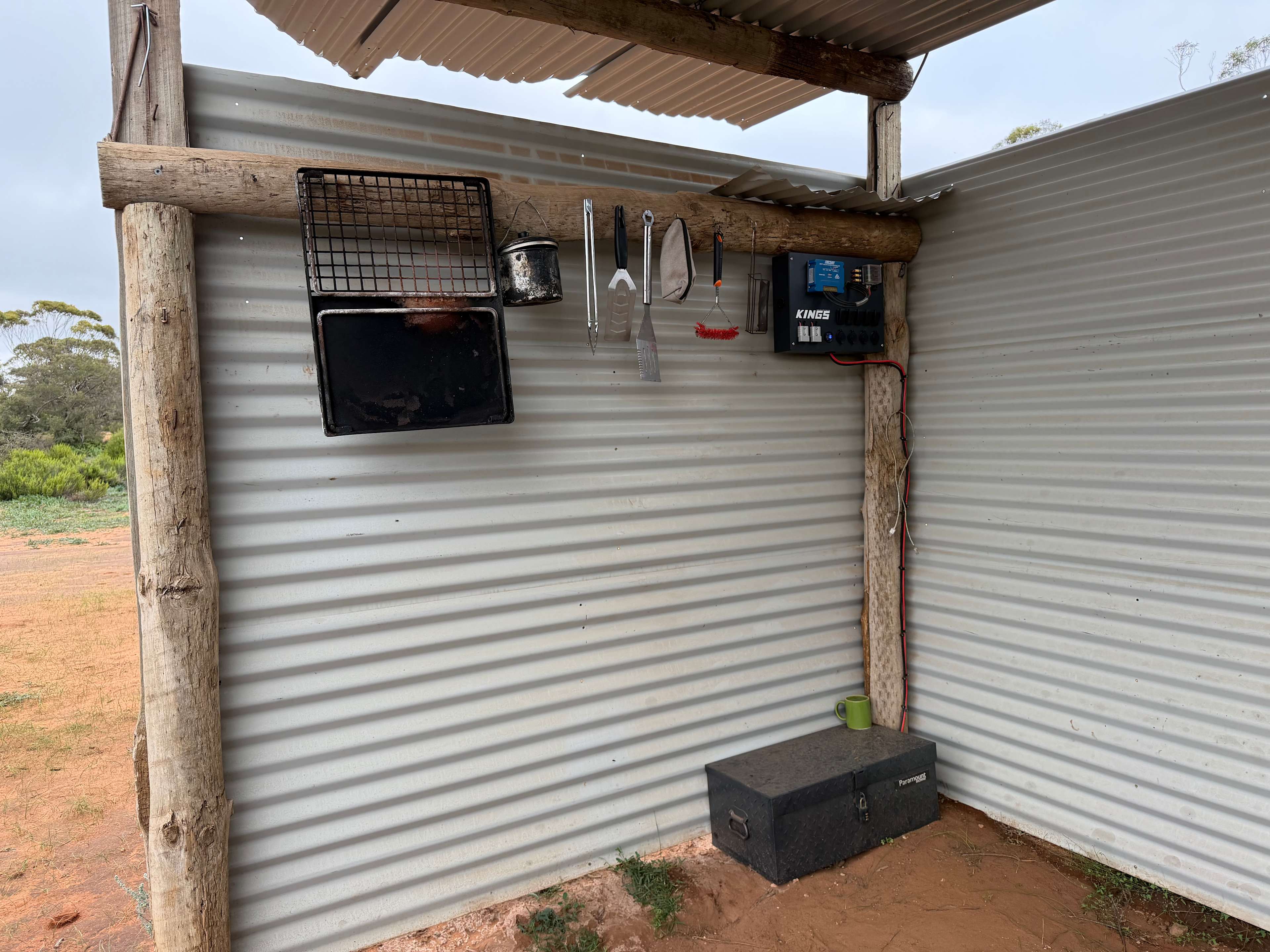 12V power and camping tools available. 