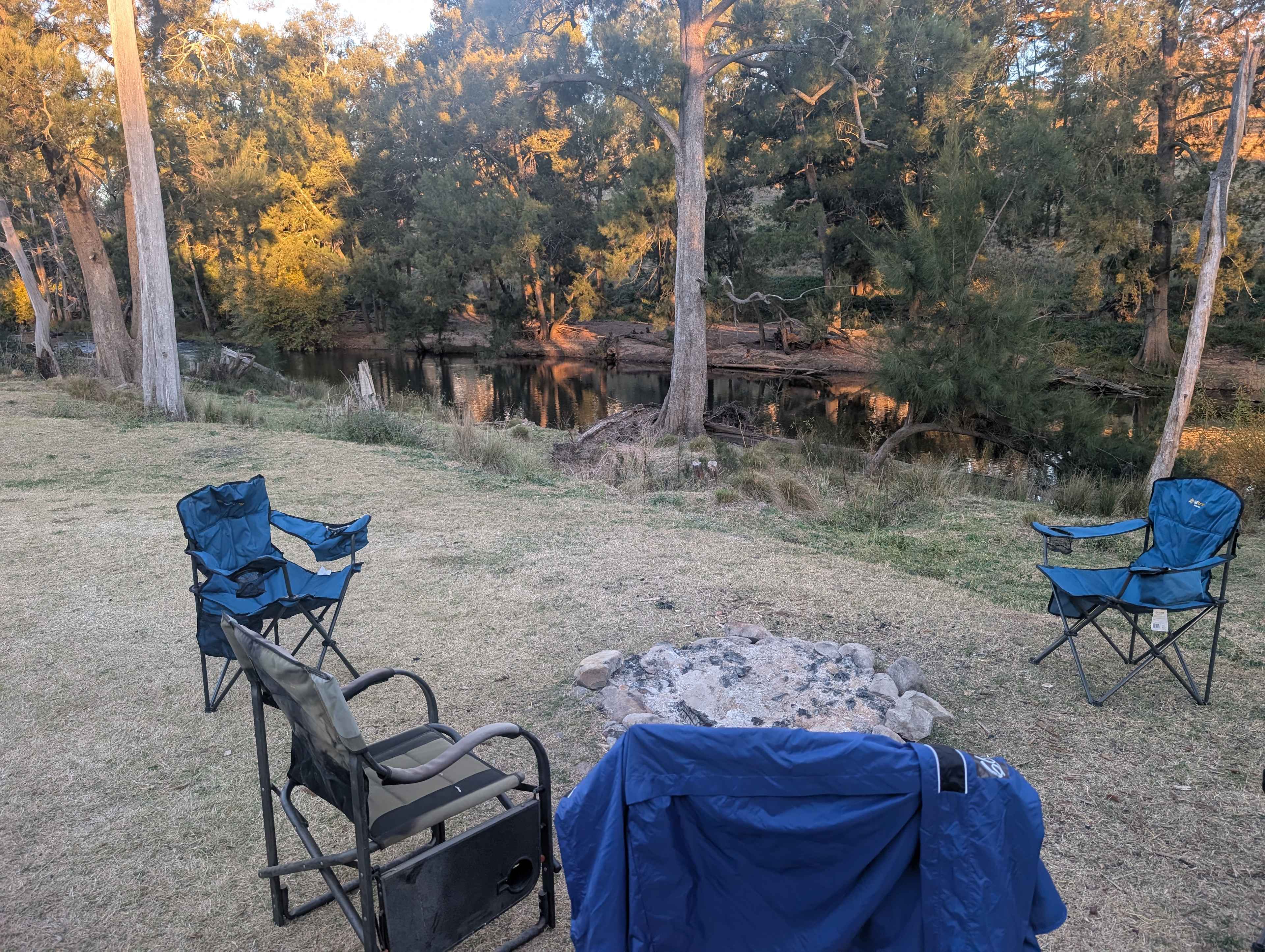 River and Provided fire pit 