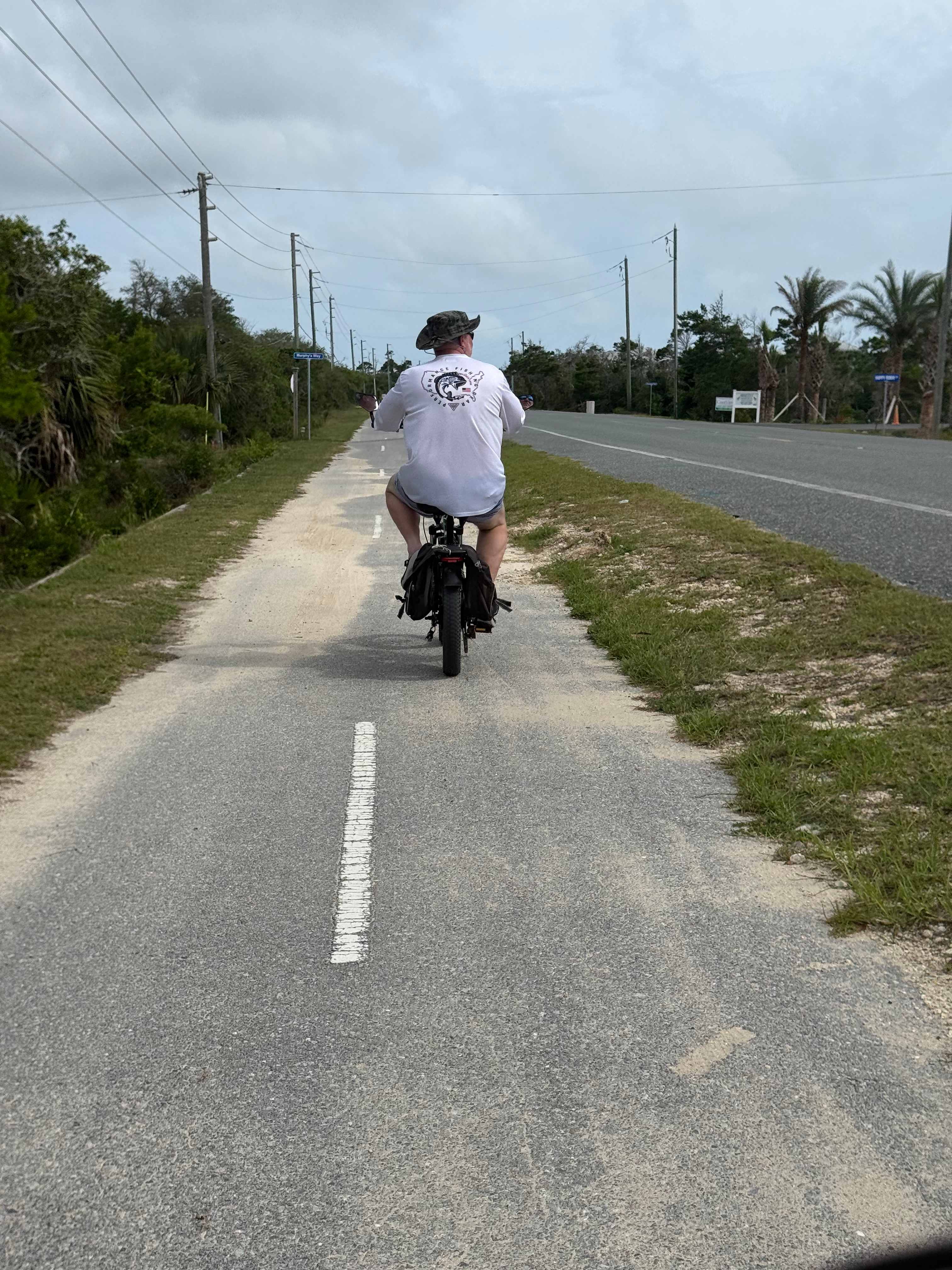 The bike path is along the entire peninsula.  You can jump on it directly across from the site.