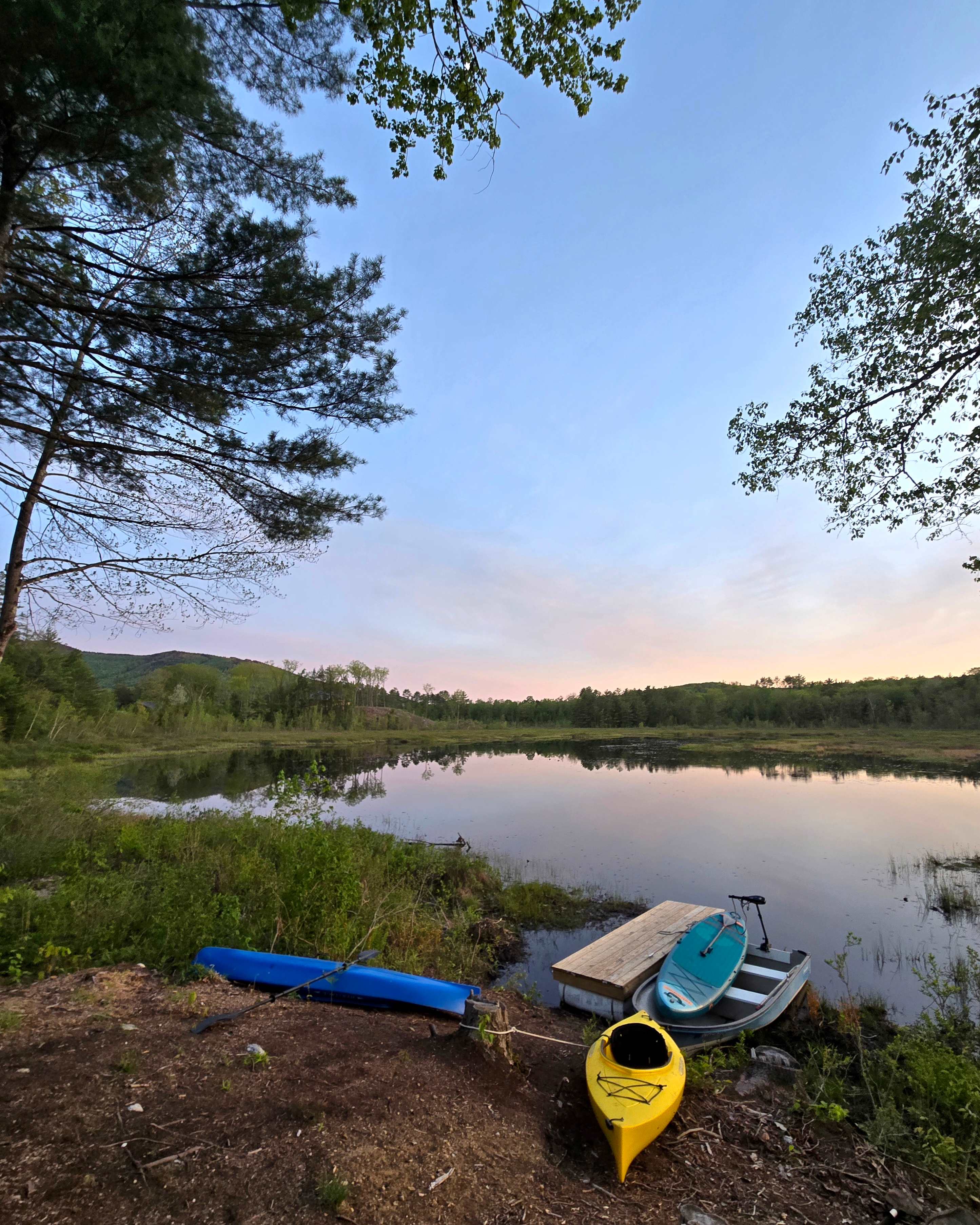 The kayaks and docks for use at the campsite (we brought the paddleboard)
