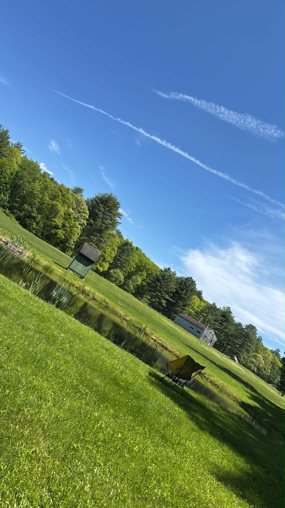 Pond down and to the right of the entrance 