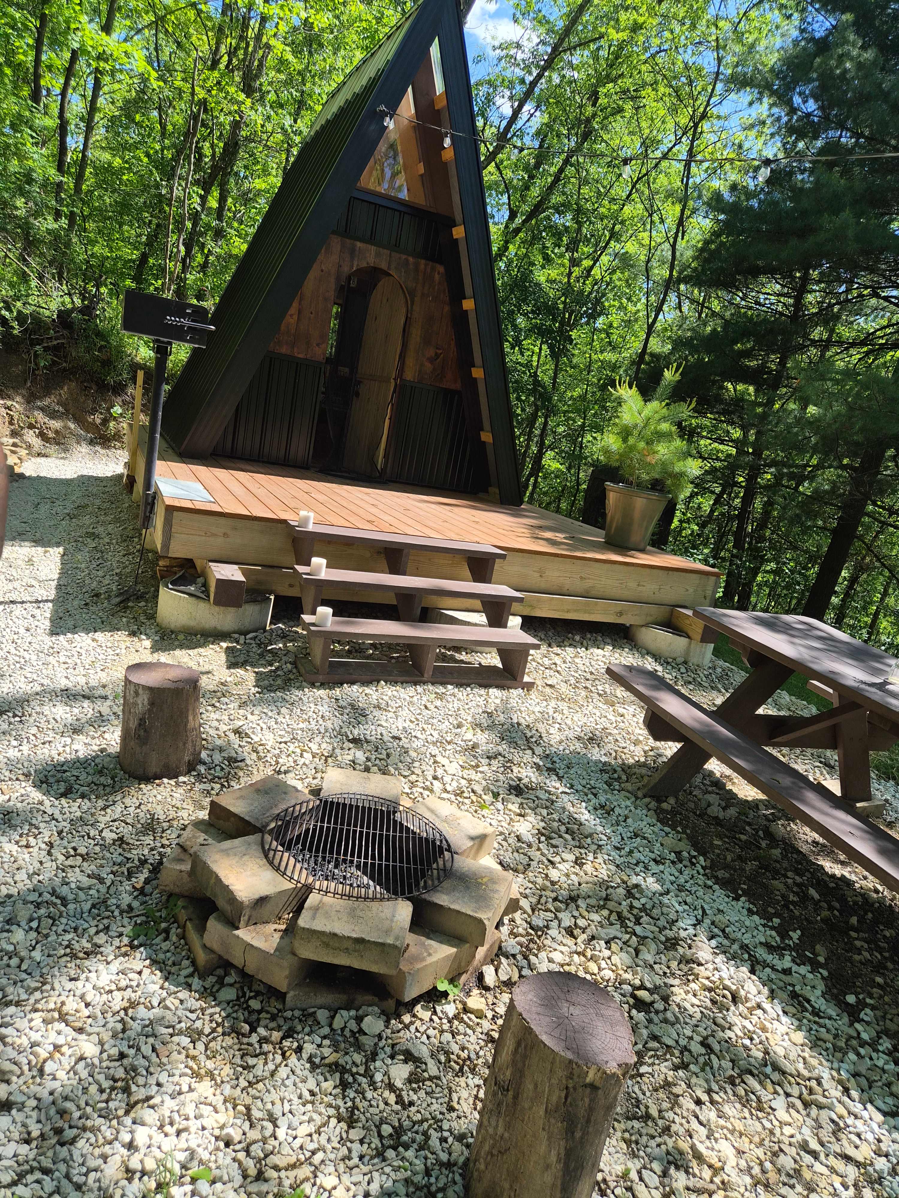 A-frame rustic cabin