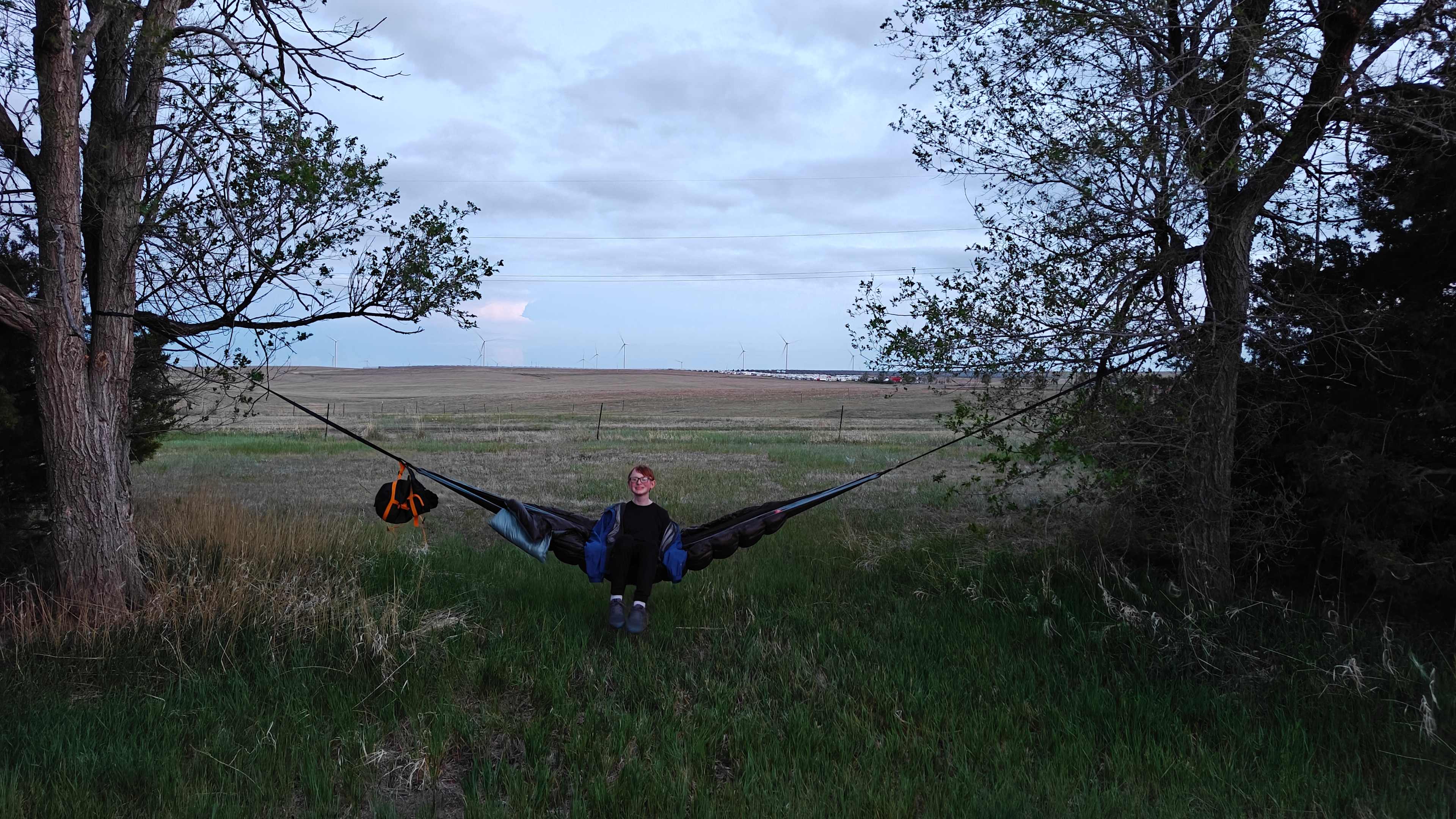 Hammock camping if you have long enough attachments