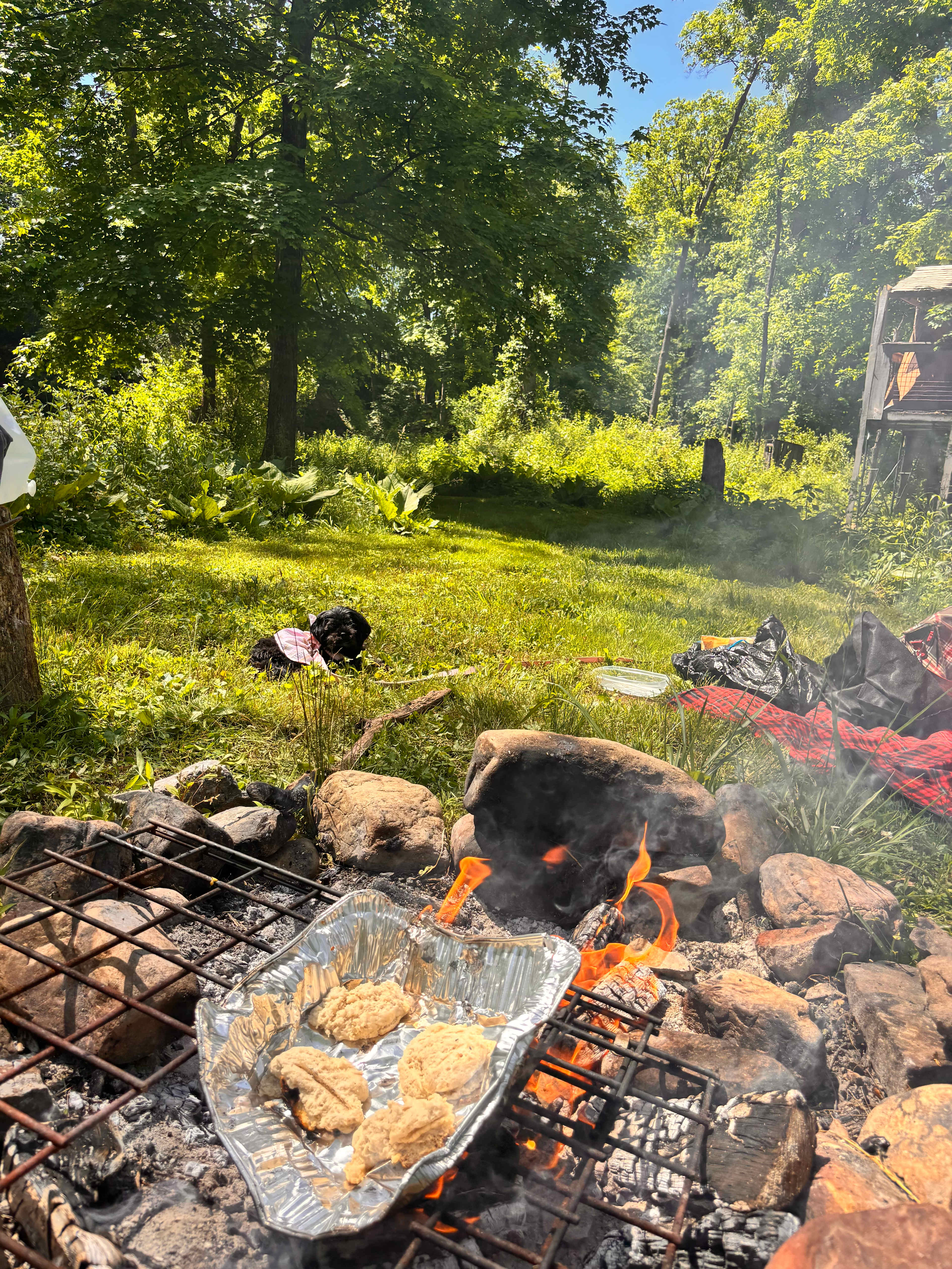 Homemade bread over the fire 