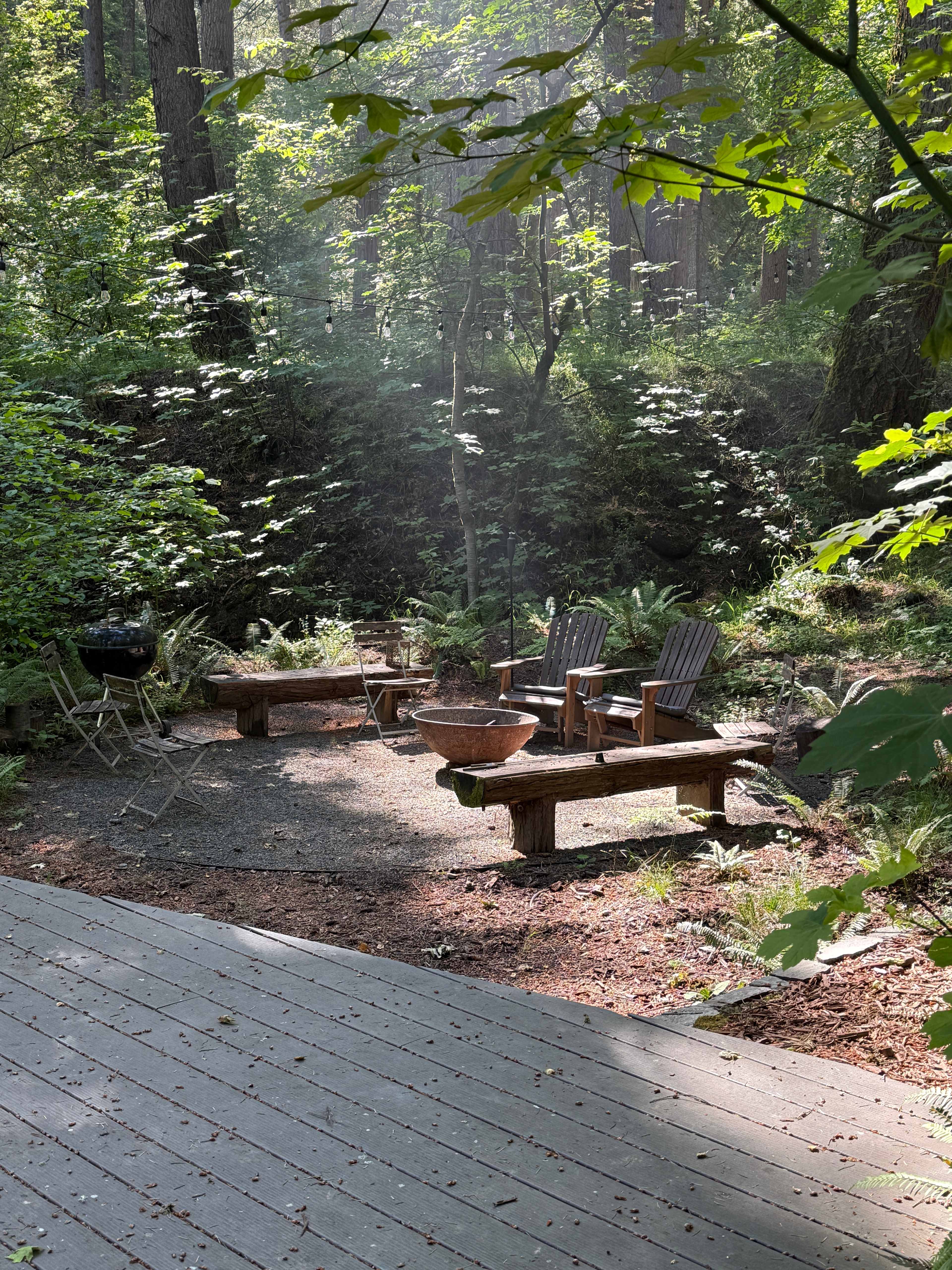 Morning light in the fire pit courtyard