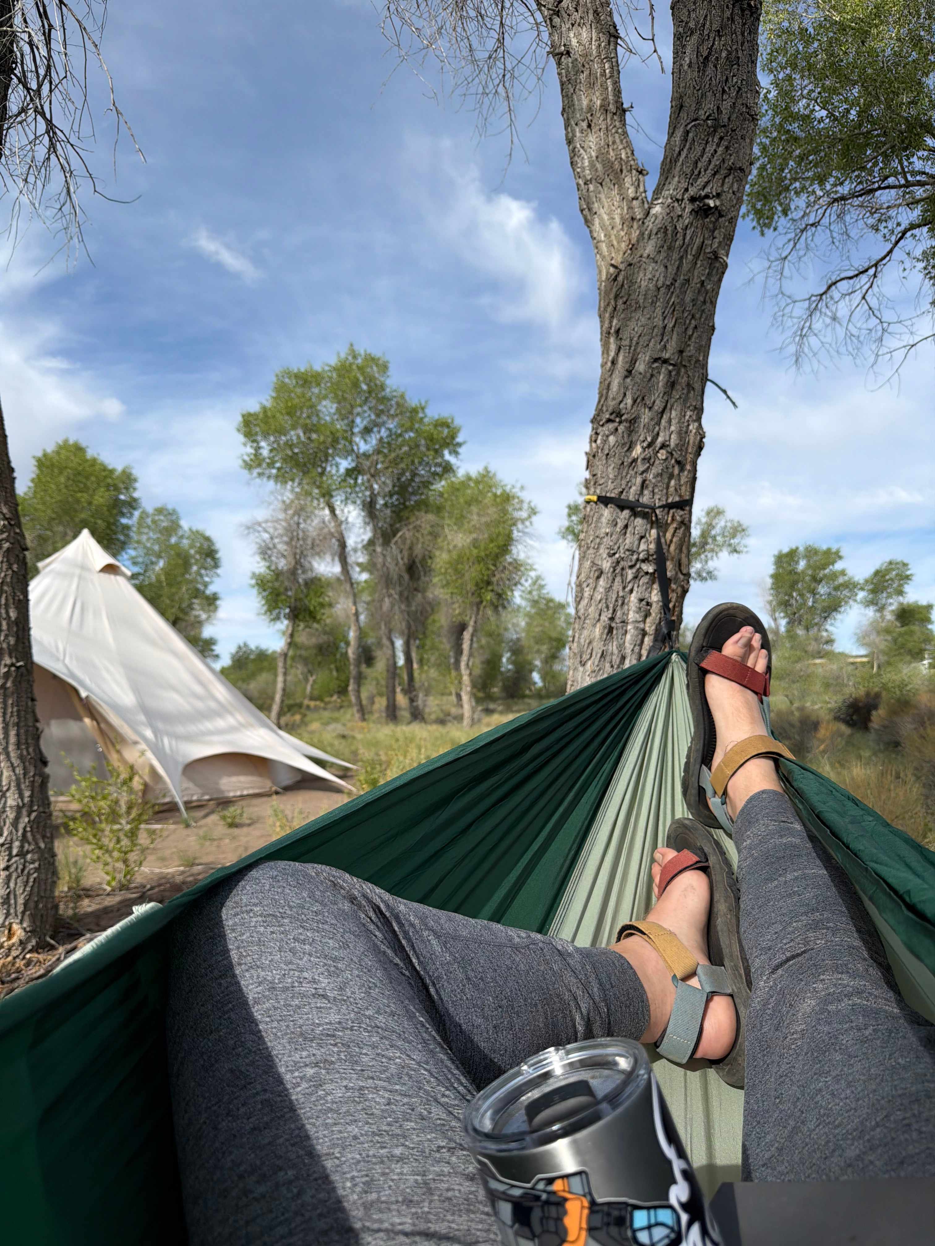 Morning coffee in my hammock under the bluest skies