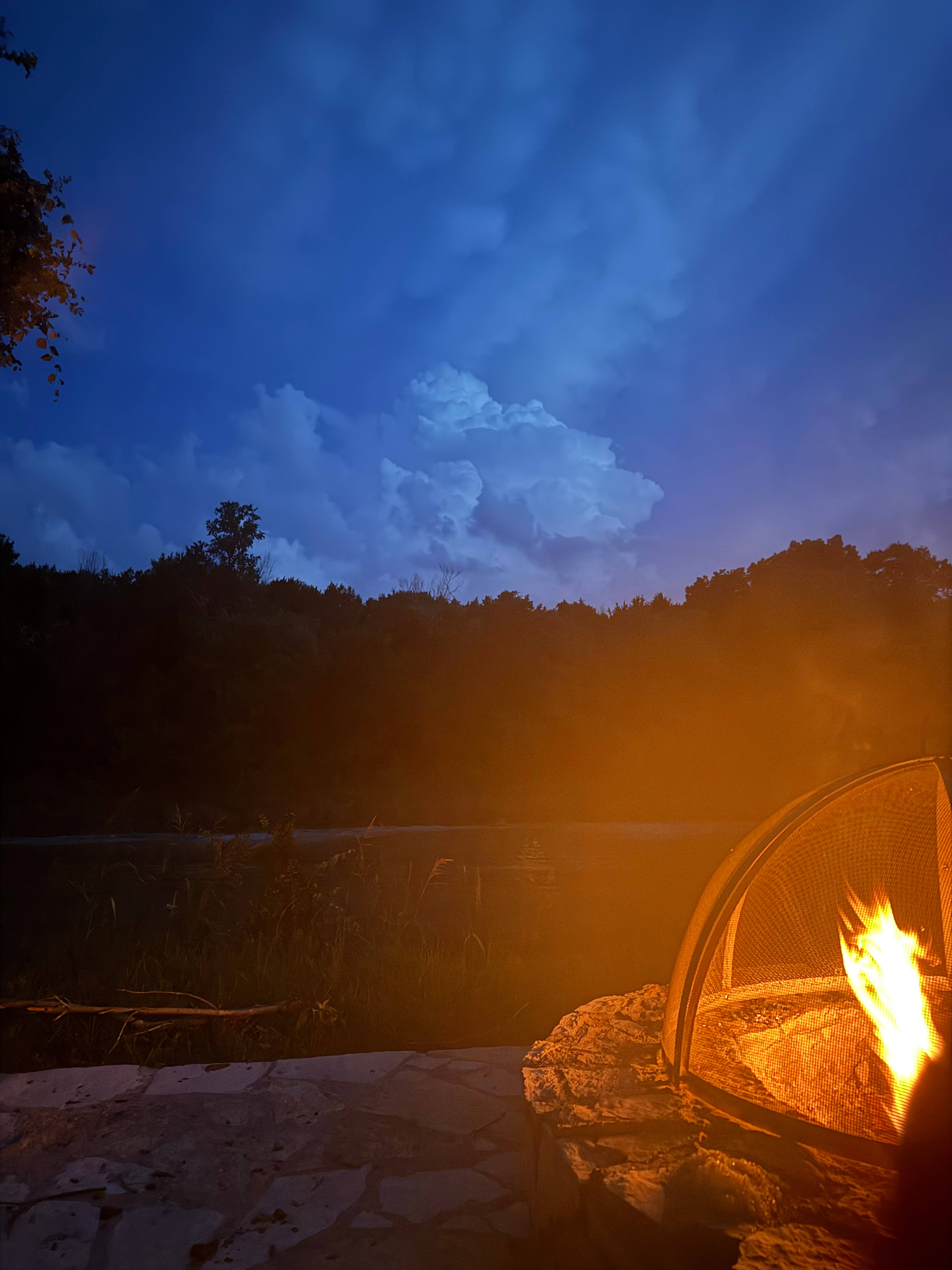 Nightfall by the firepit. 