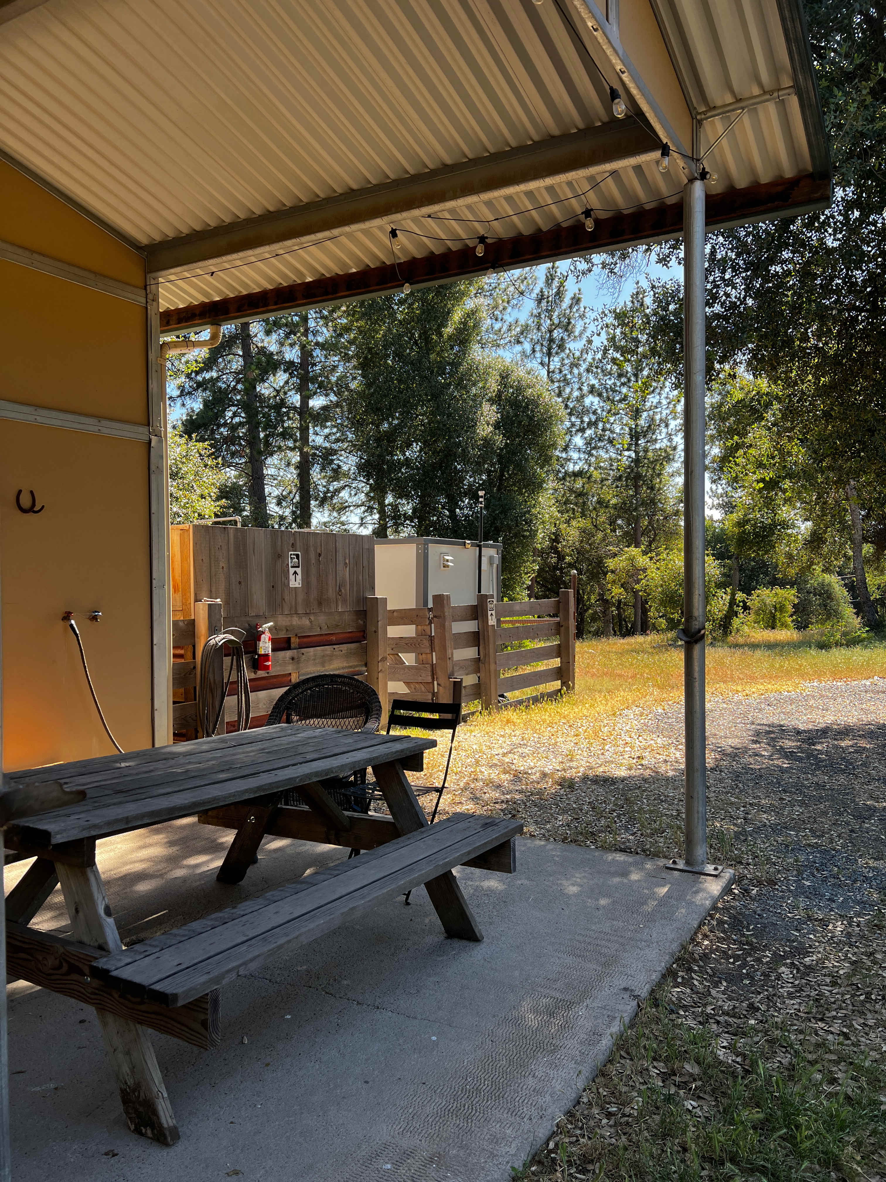 the back of the bathrooms seen from the barn