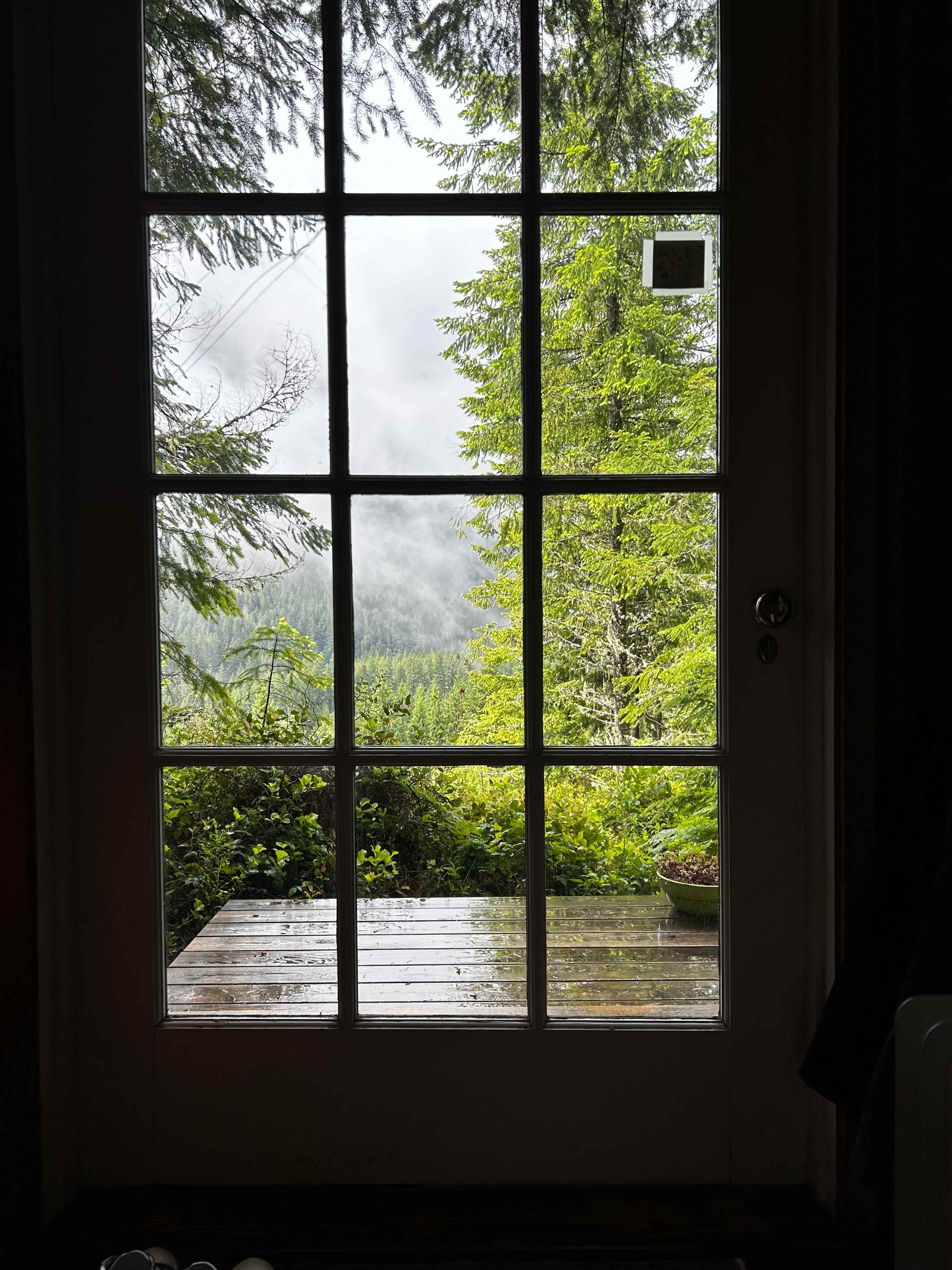 The view out the front of the cabin 
