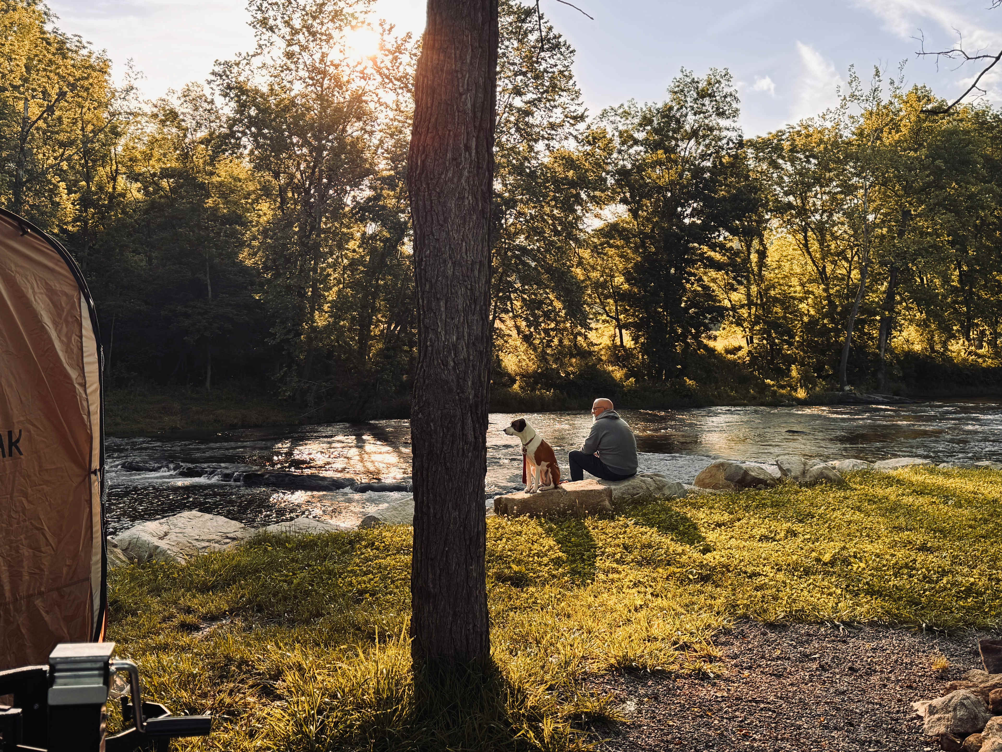 Relaxing by the rapids