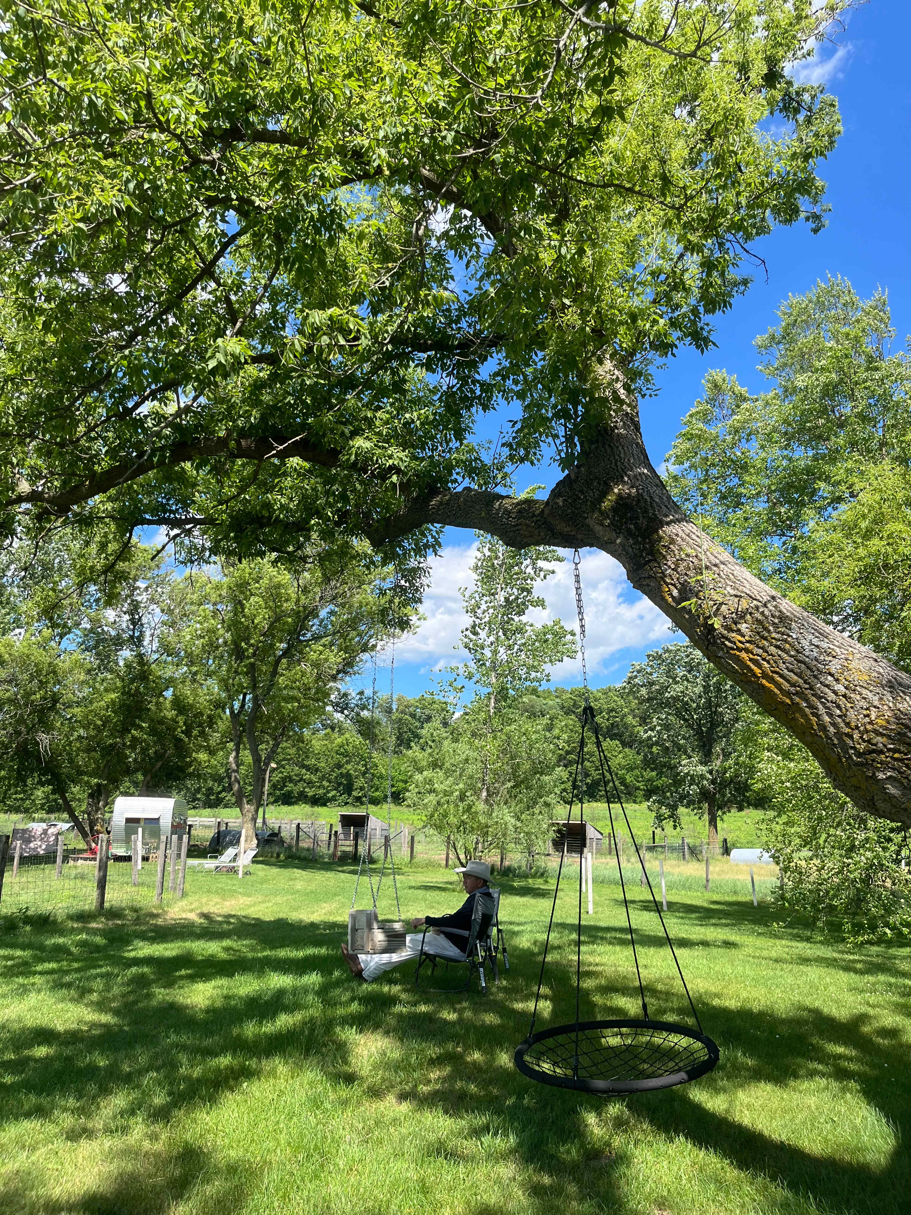 Pasture-side, shady seating! 