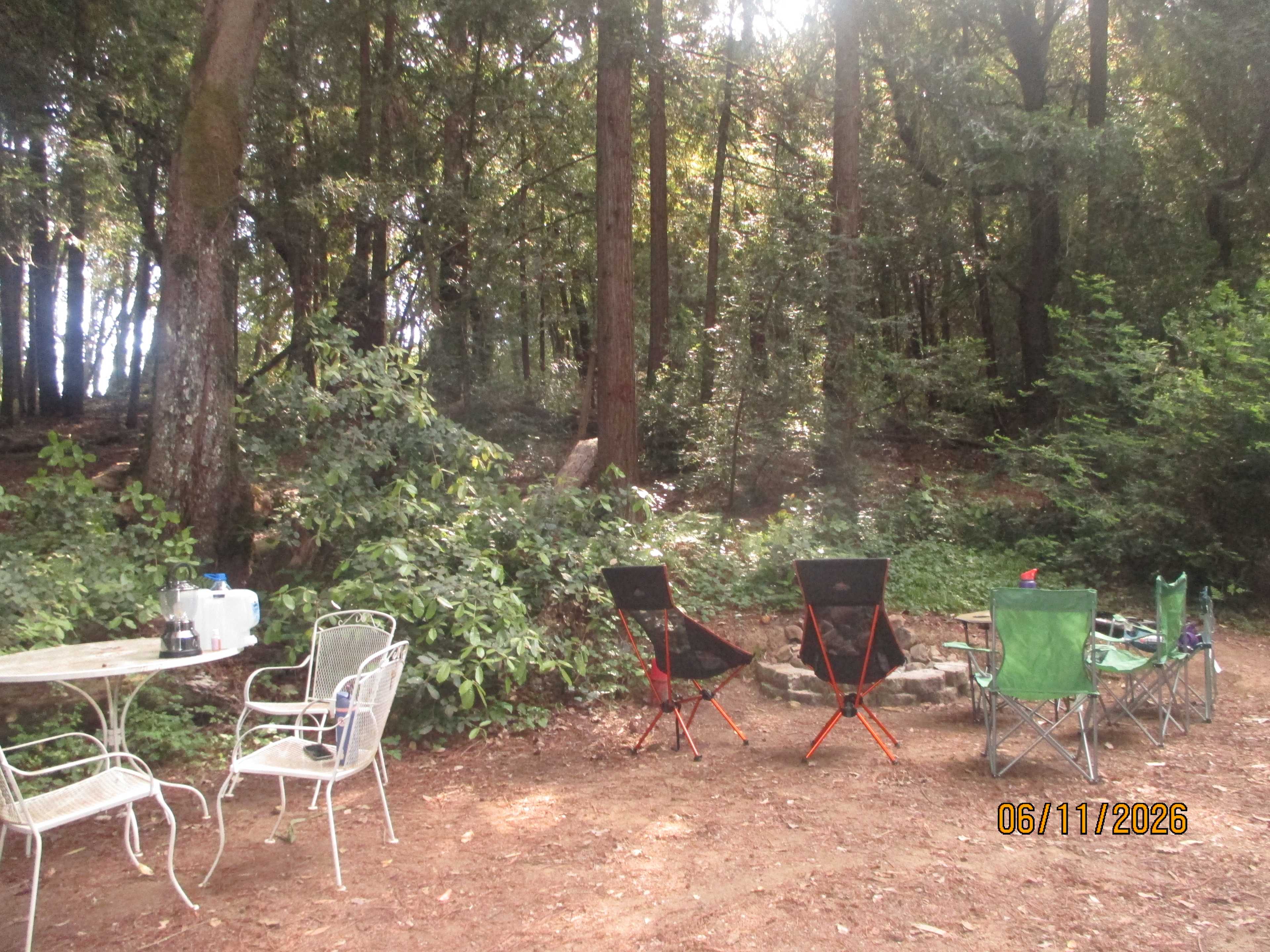 firepit and table included in site