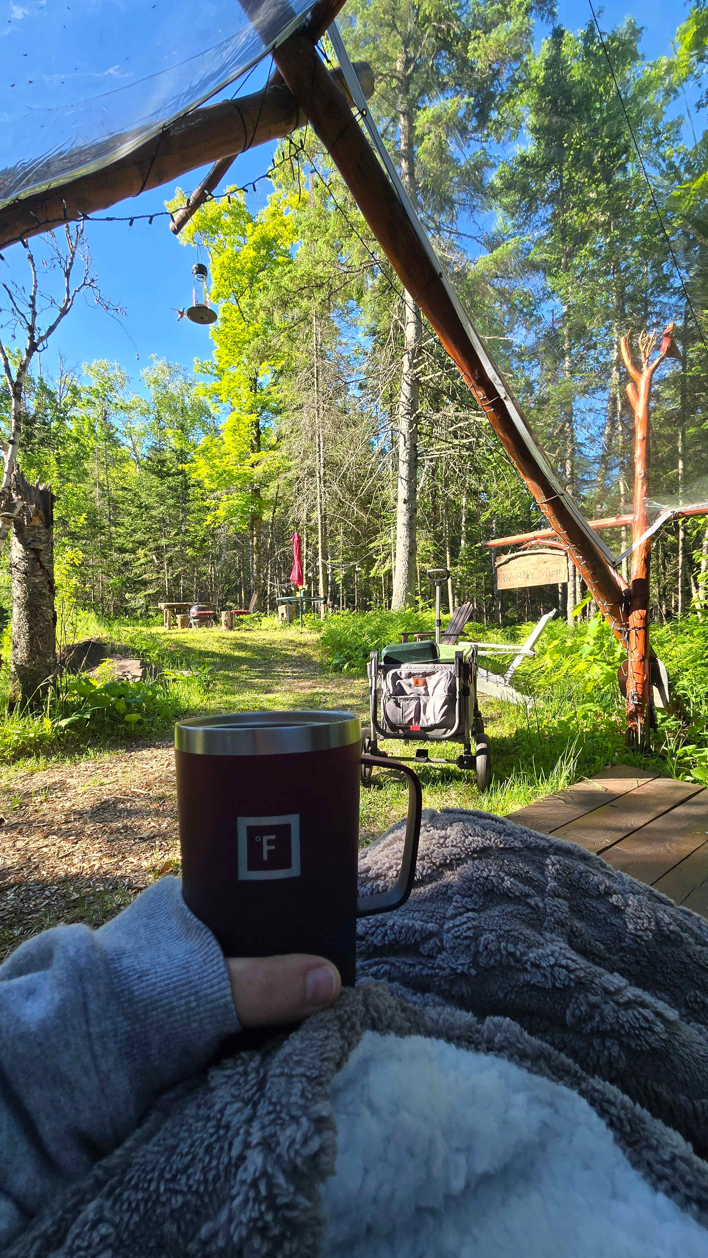 Morning coffee, sunrise, hummingbirds & soothing nature .. can't get any better than that!