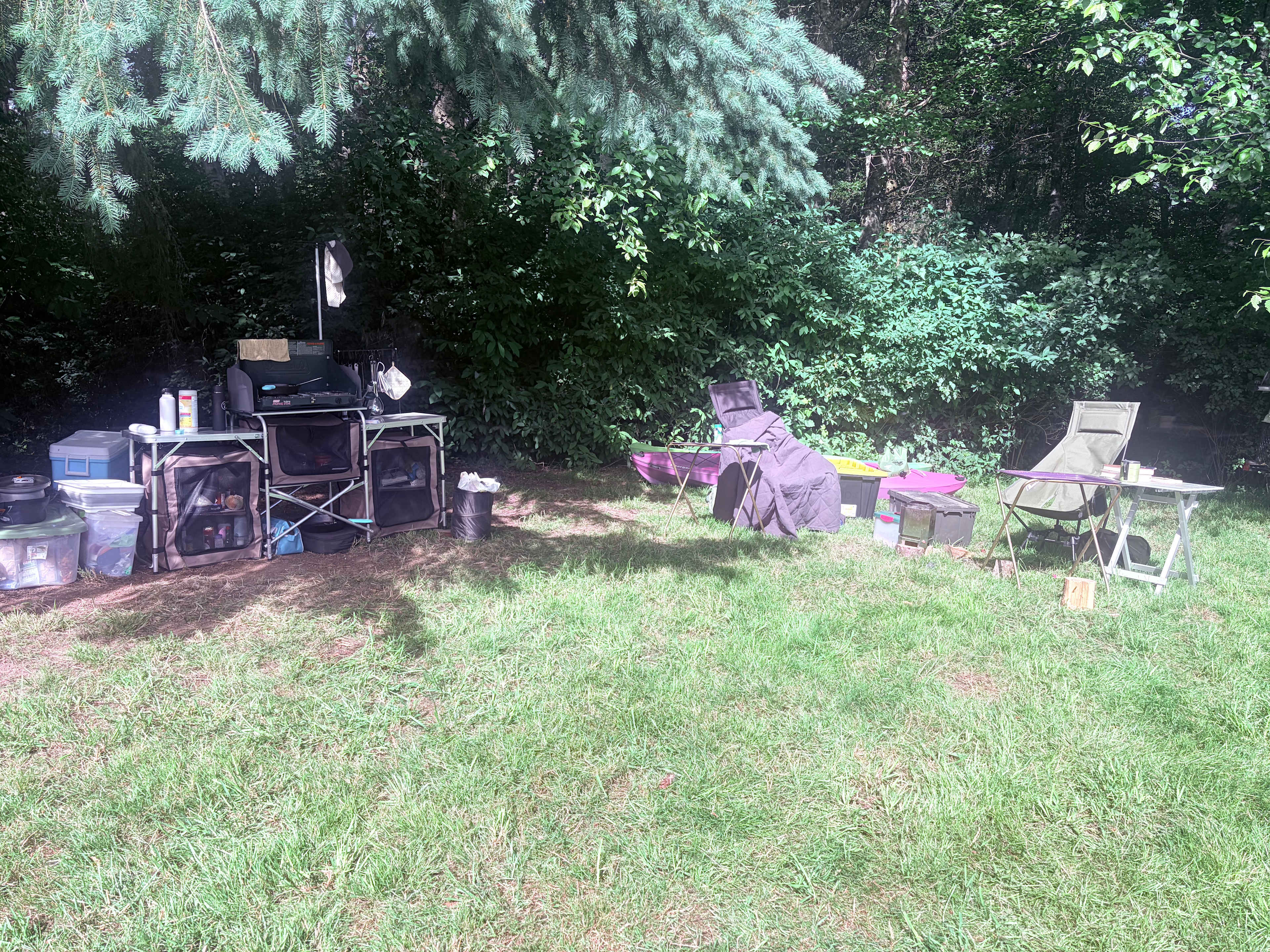 another closer up of site 1 set up… the fire ring and table are back in the trees 