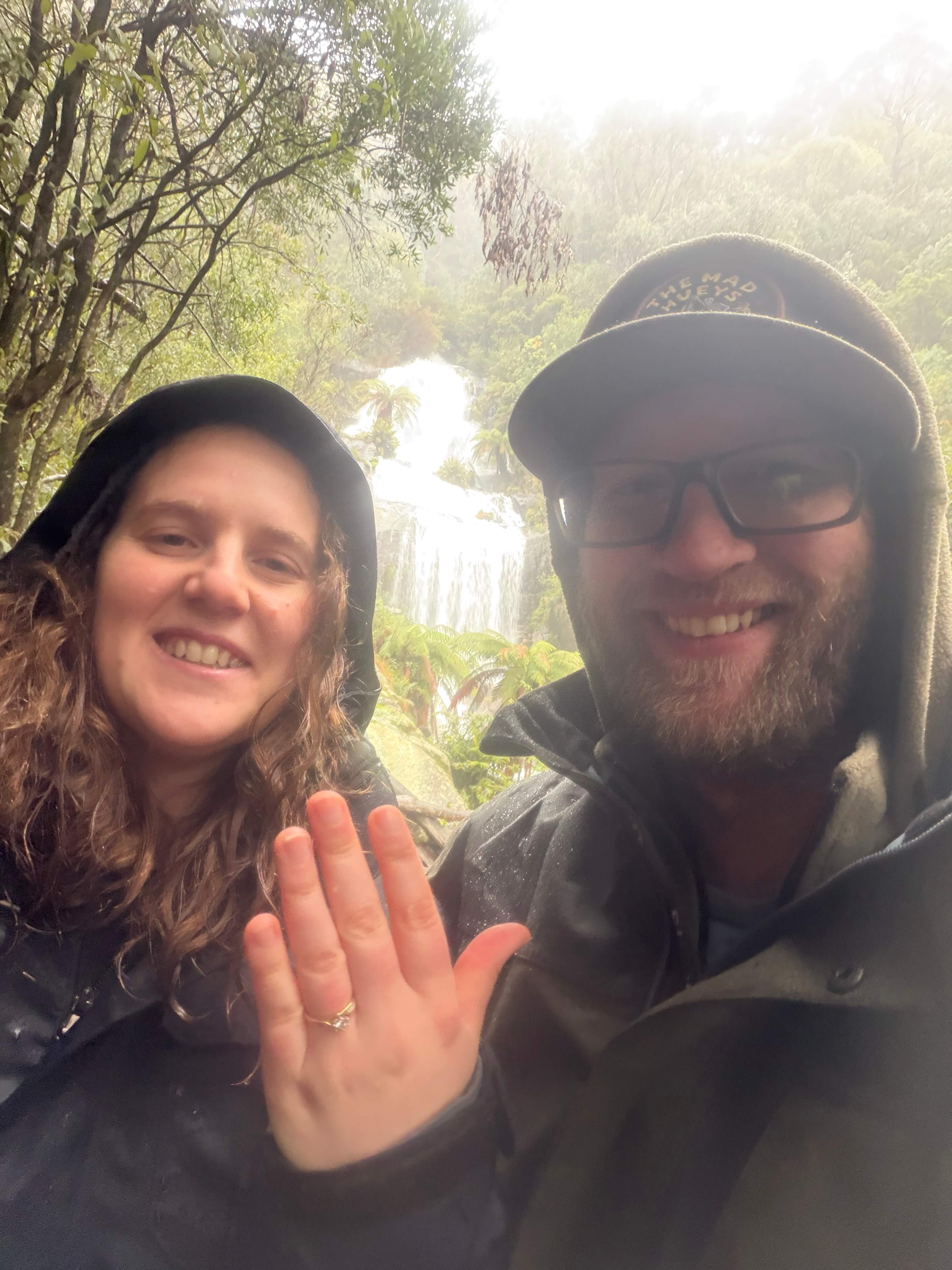 We got hitched at a waterfall hahaha 