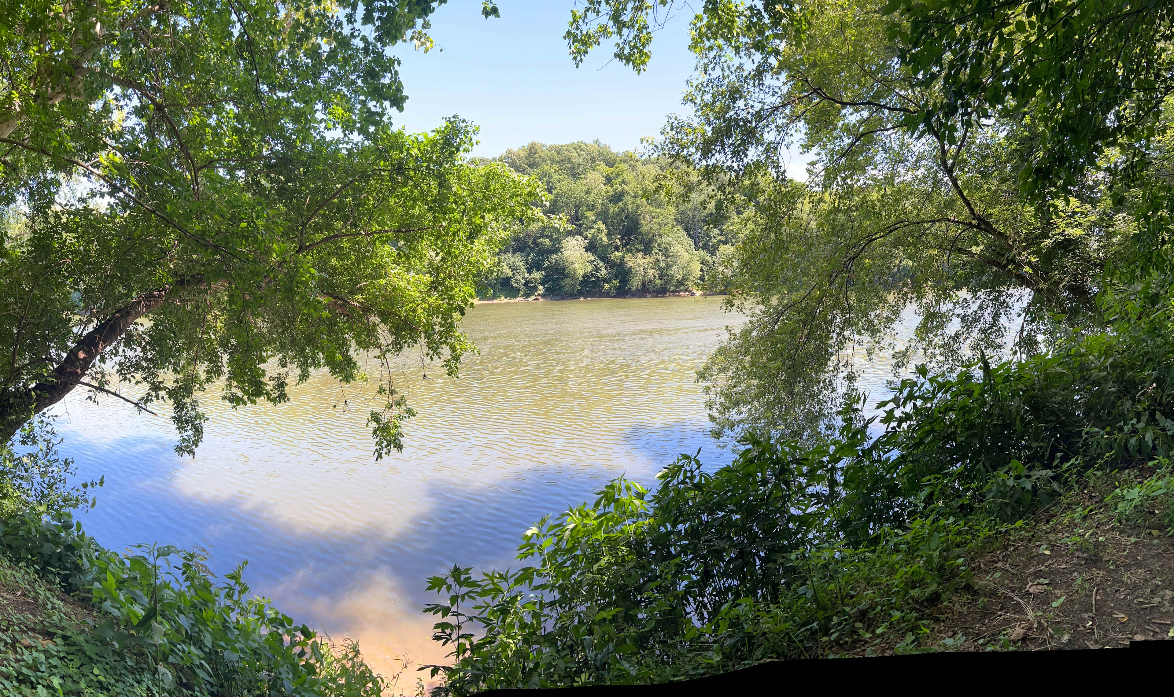 Scenic shot from the river bank down trail