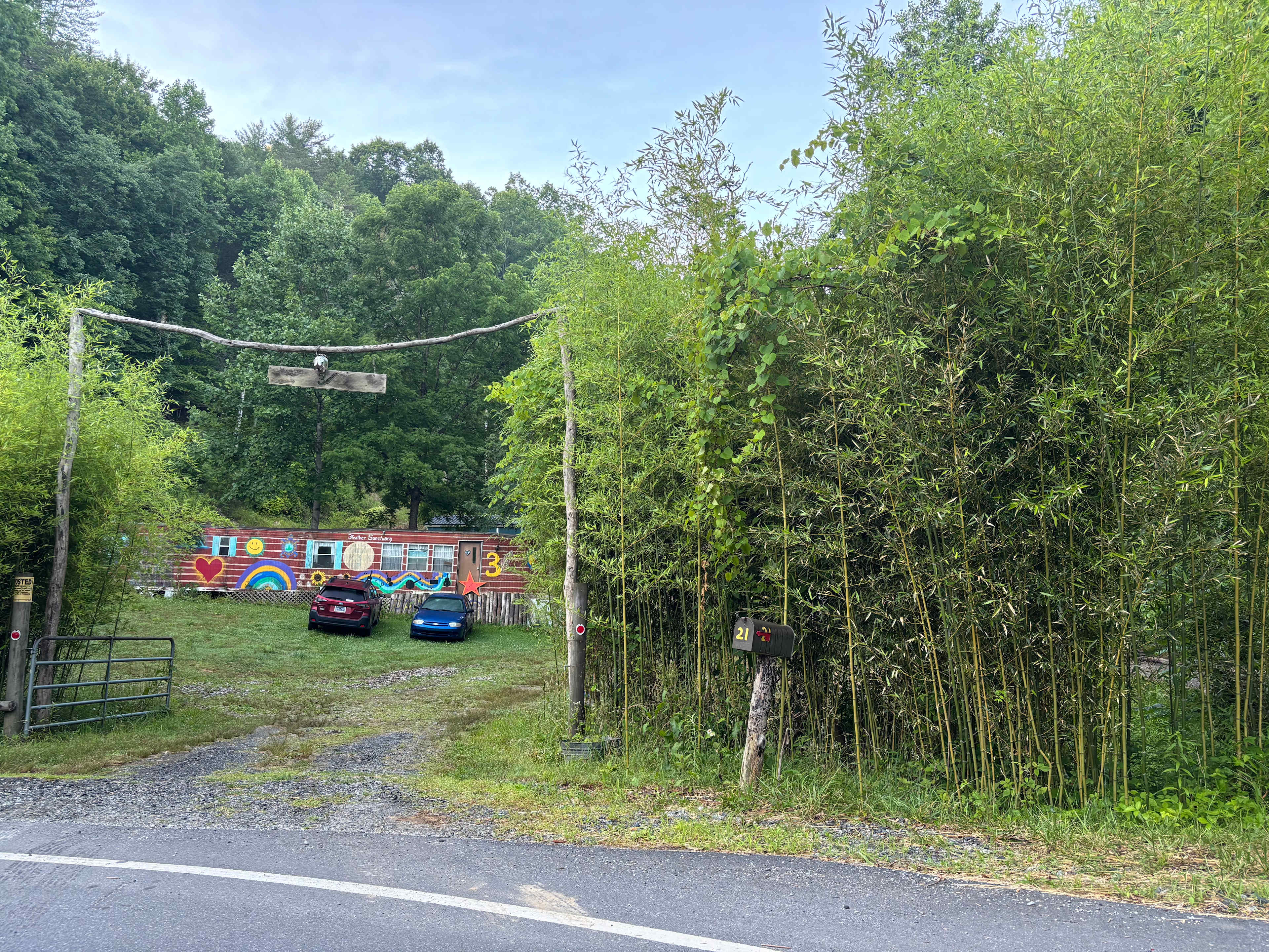 Entrance shown in photo. Be extremely careful to NOT ENTER GRAVEL ROAD WITH GREEN COLOR SIGN “CRAIN BRANCH RD PVT”!