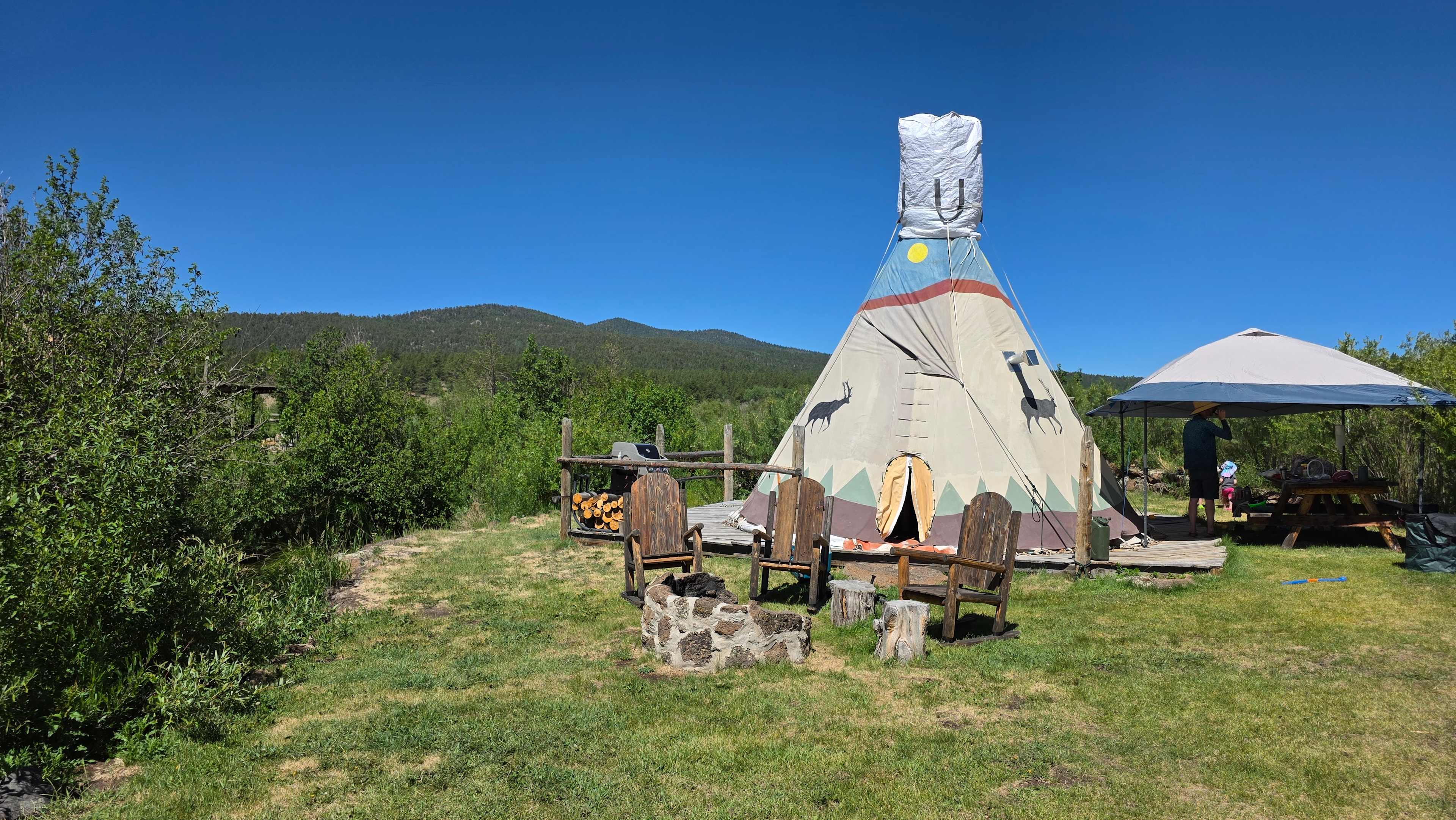 Creekside Glamping Tipis on Off-Grid, 70 Acre Working Ranch