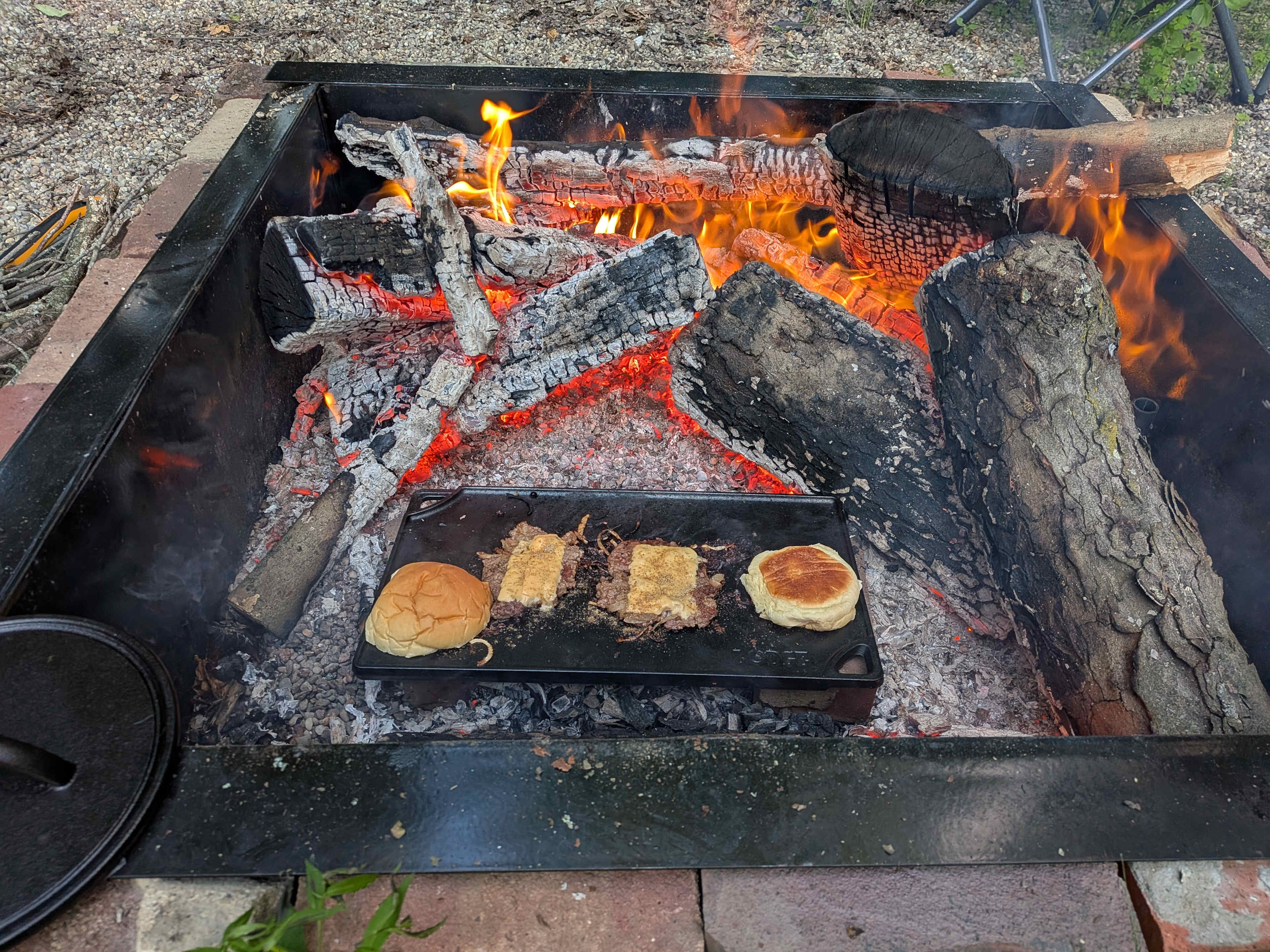 VERY nice fire pit for a decent sized fire or setting up different heat zones for cooking