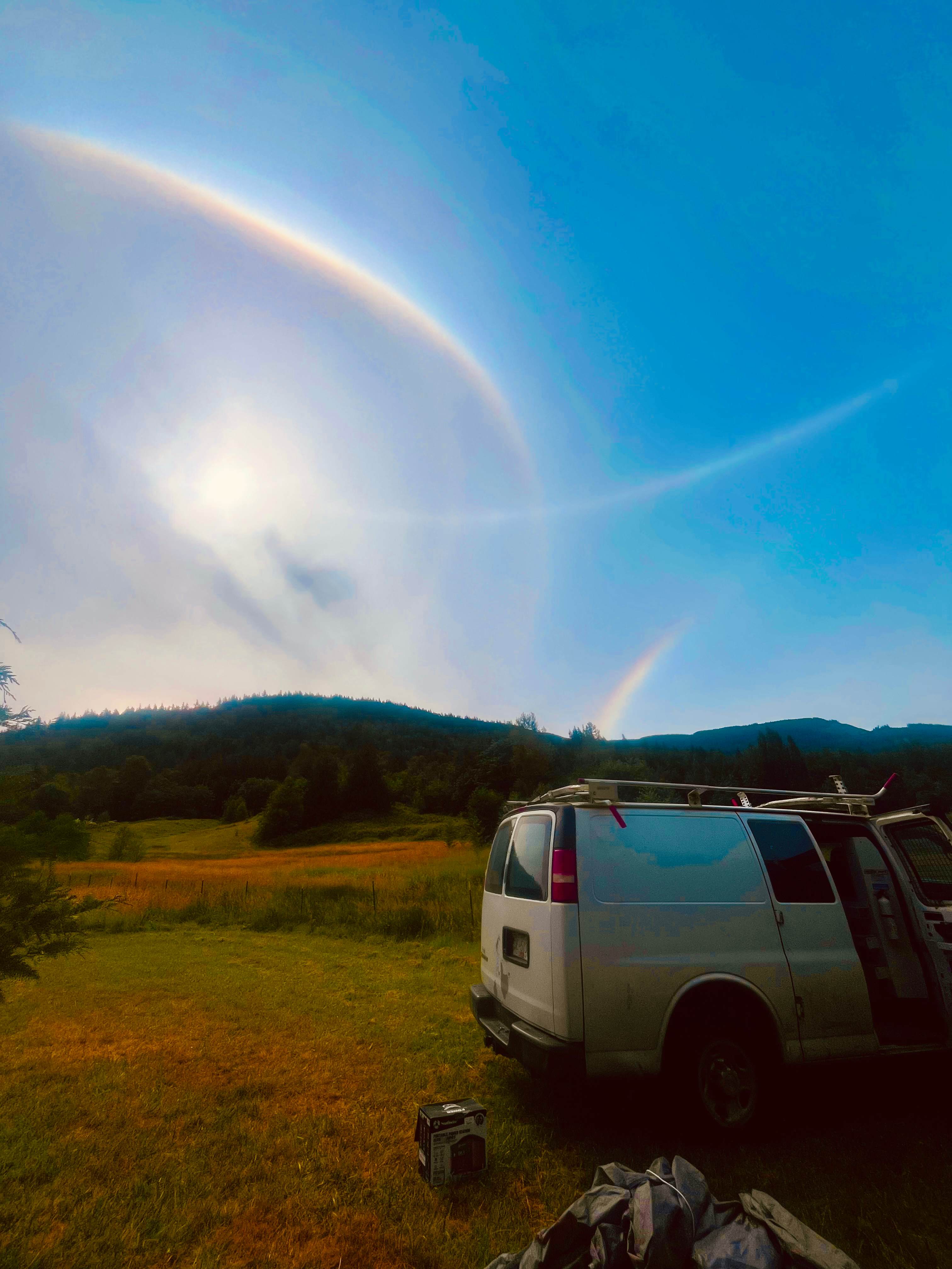 Solar halo and rainbow at our campsite!