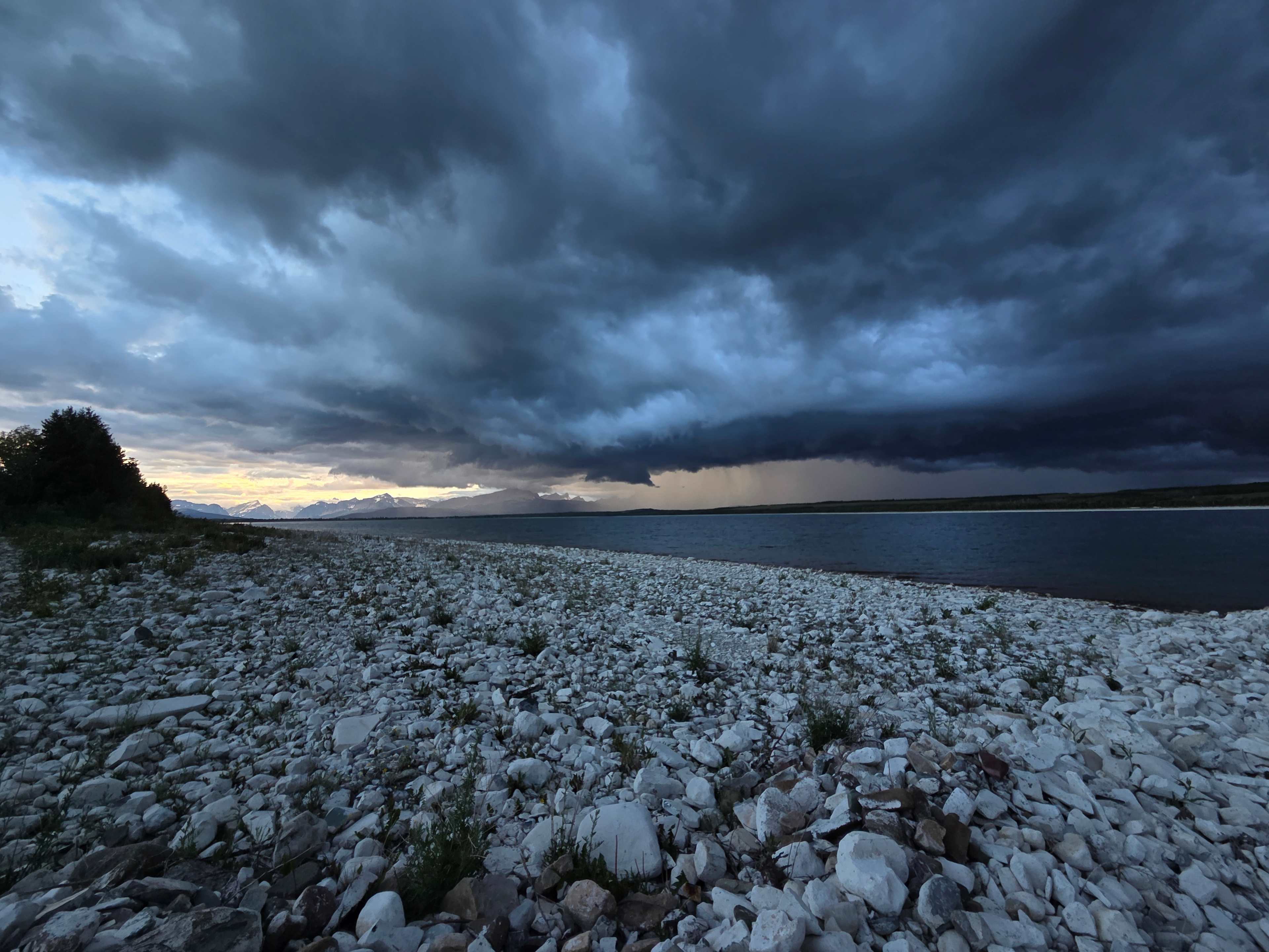 A storm rolled in right at sunset, it was gorgeous to watch over the lake and mountains!
