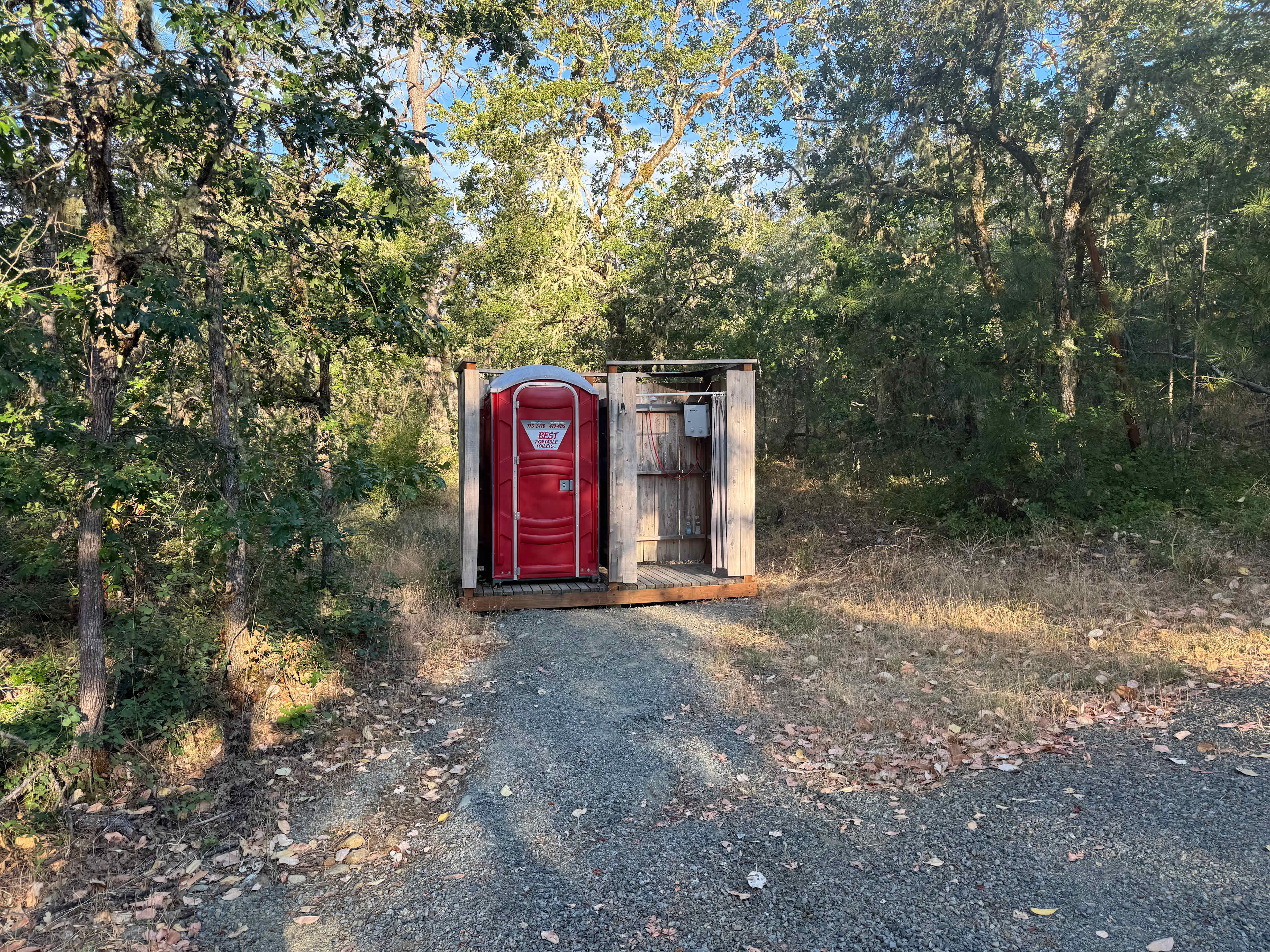 Forested creekside campsite