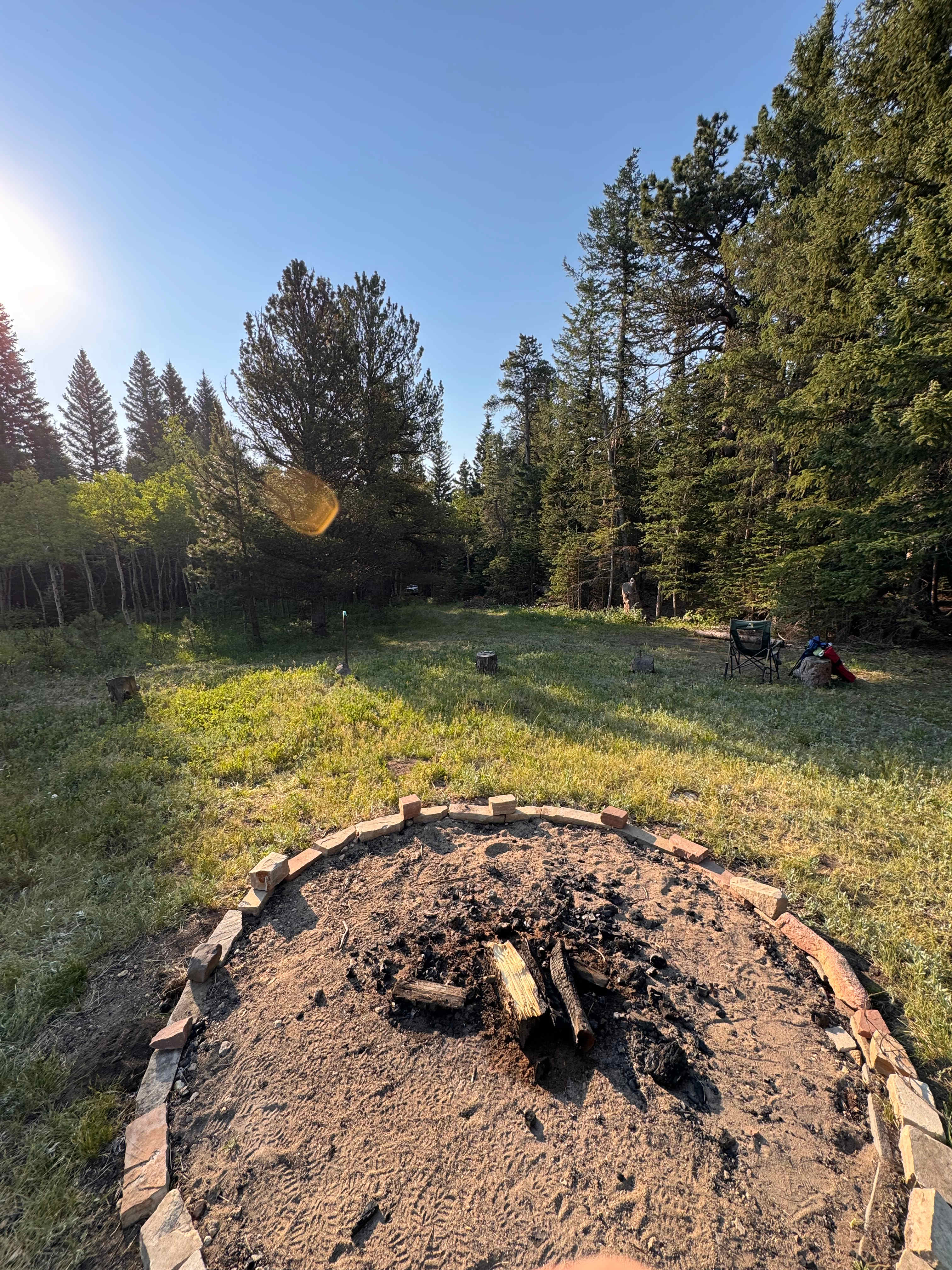 The Teepee site and Tent 2 share this fire pit. 