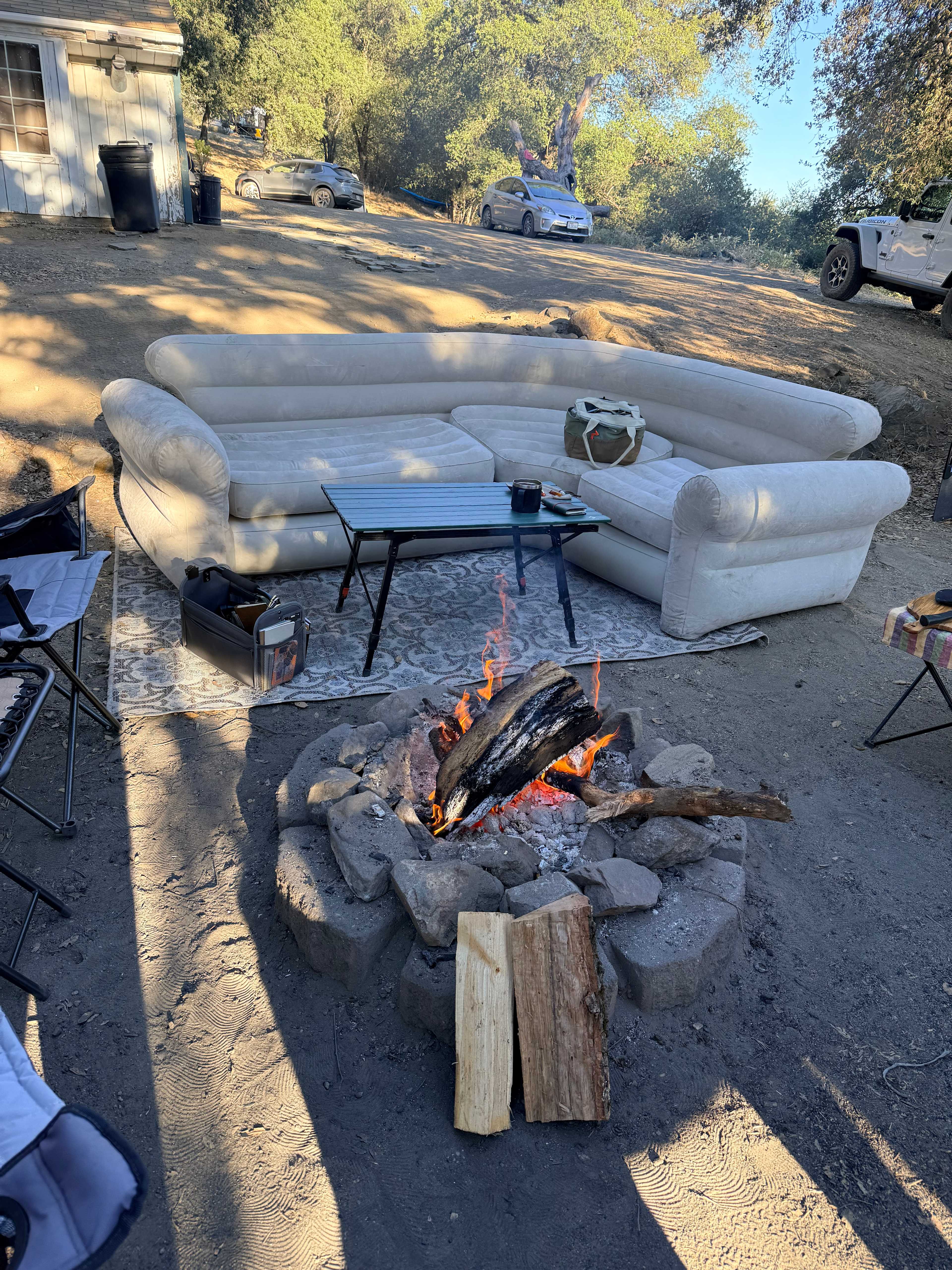 And the fire and famous couch