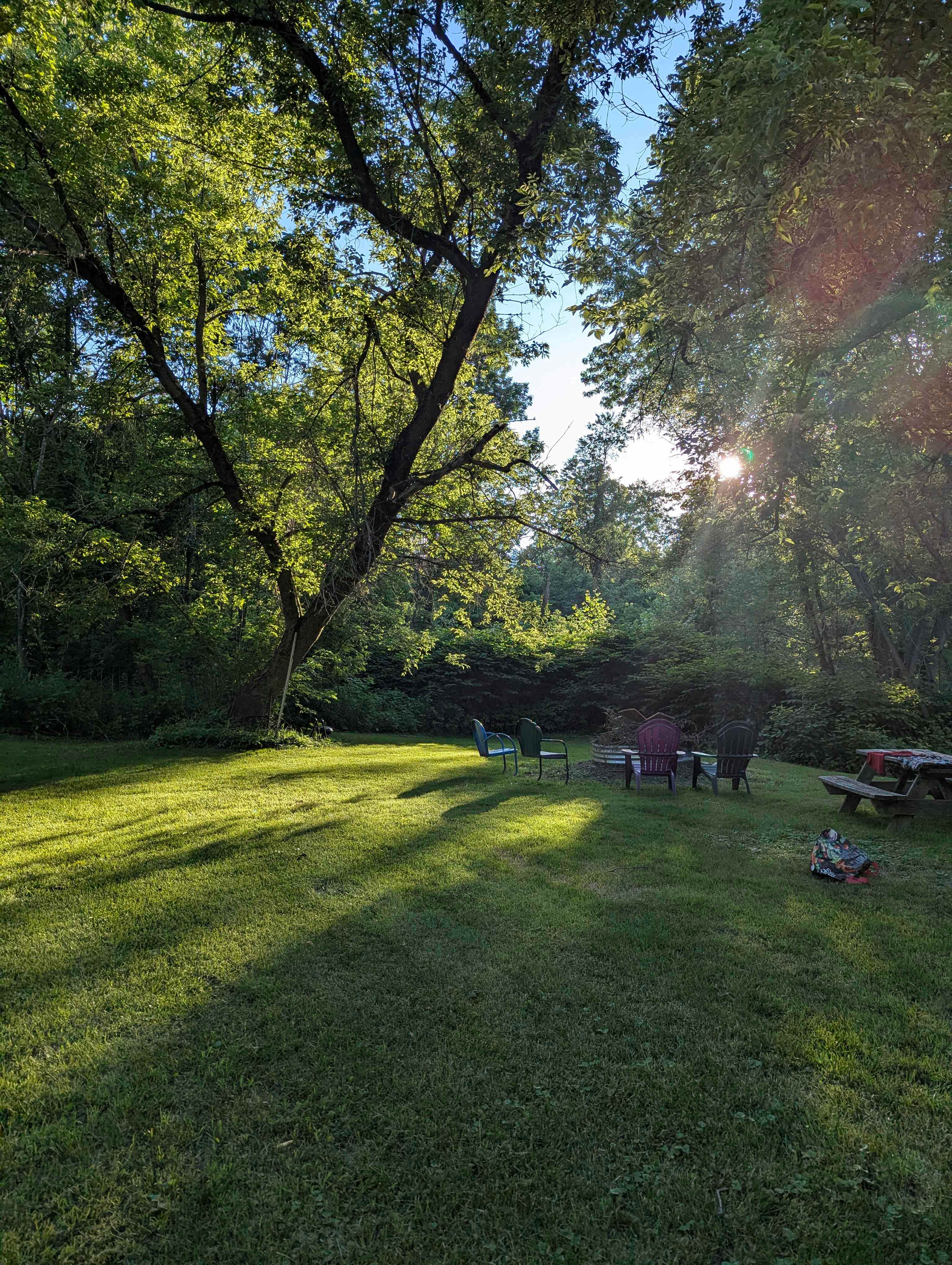 Beautiful wide open campsite. Lots of shade and sun, equally.
