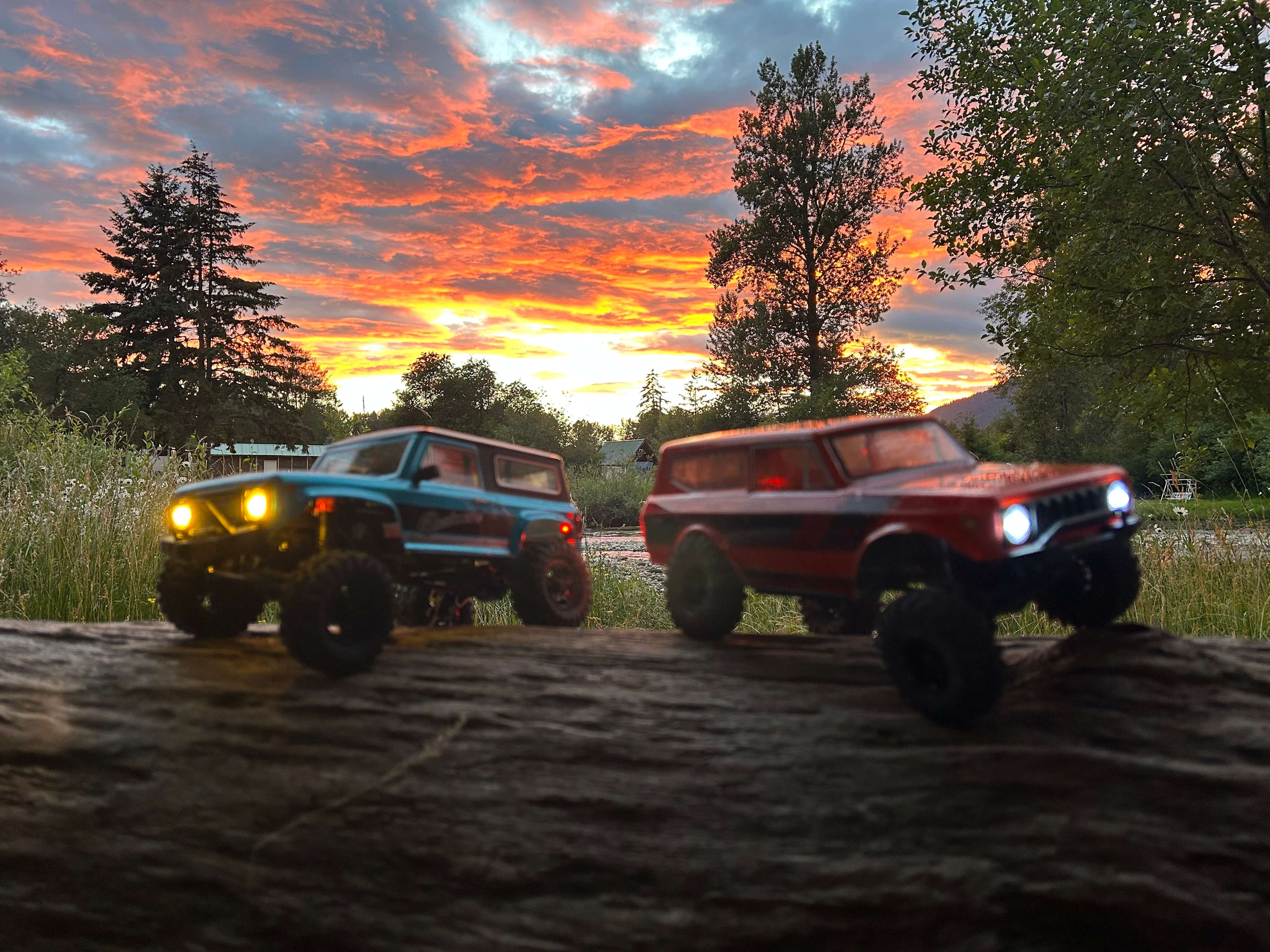 Sunset was beautiful! Great for tiny rock climbing cars.