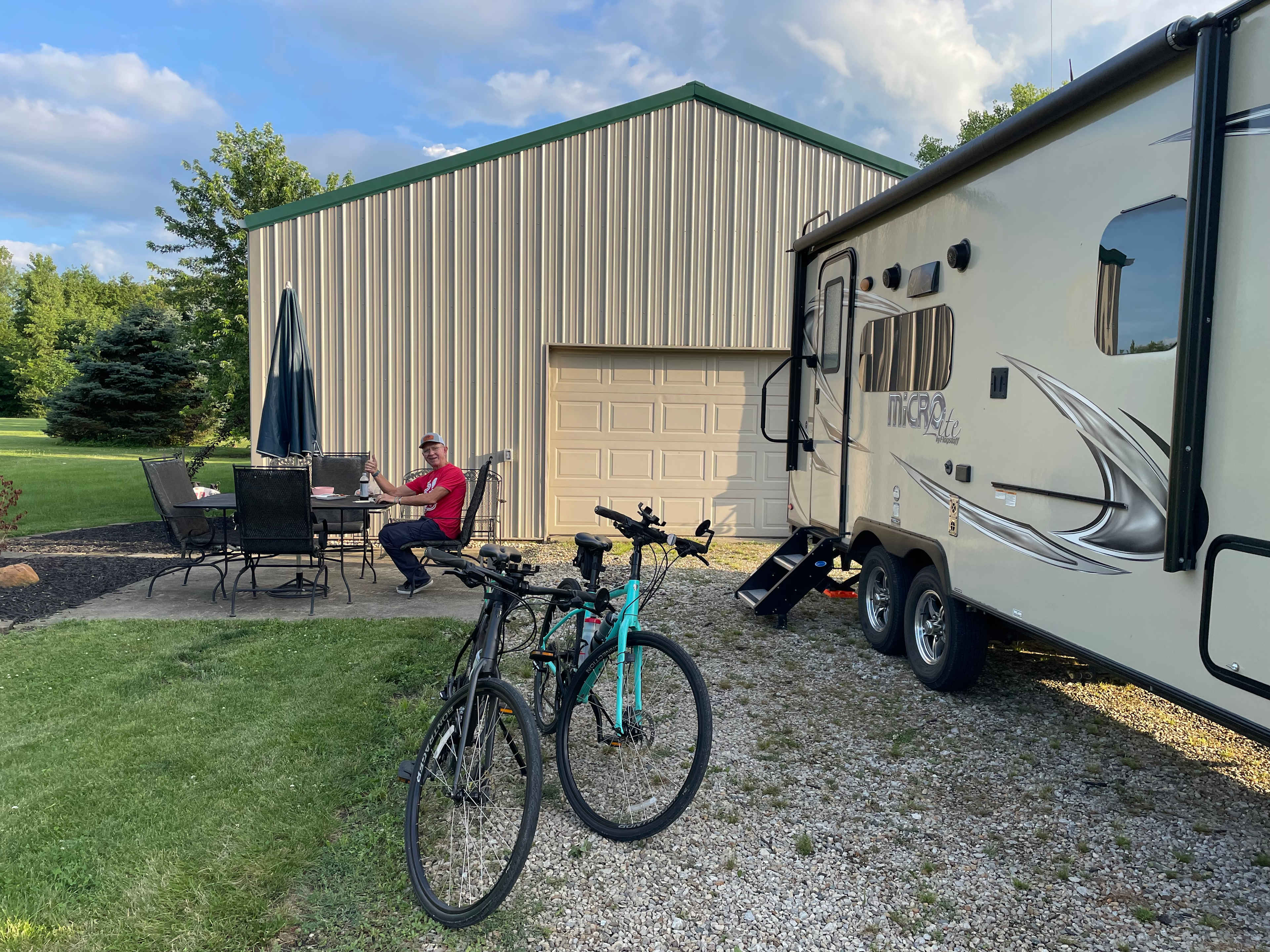 Relaxing after a 430 mile day on the road. 