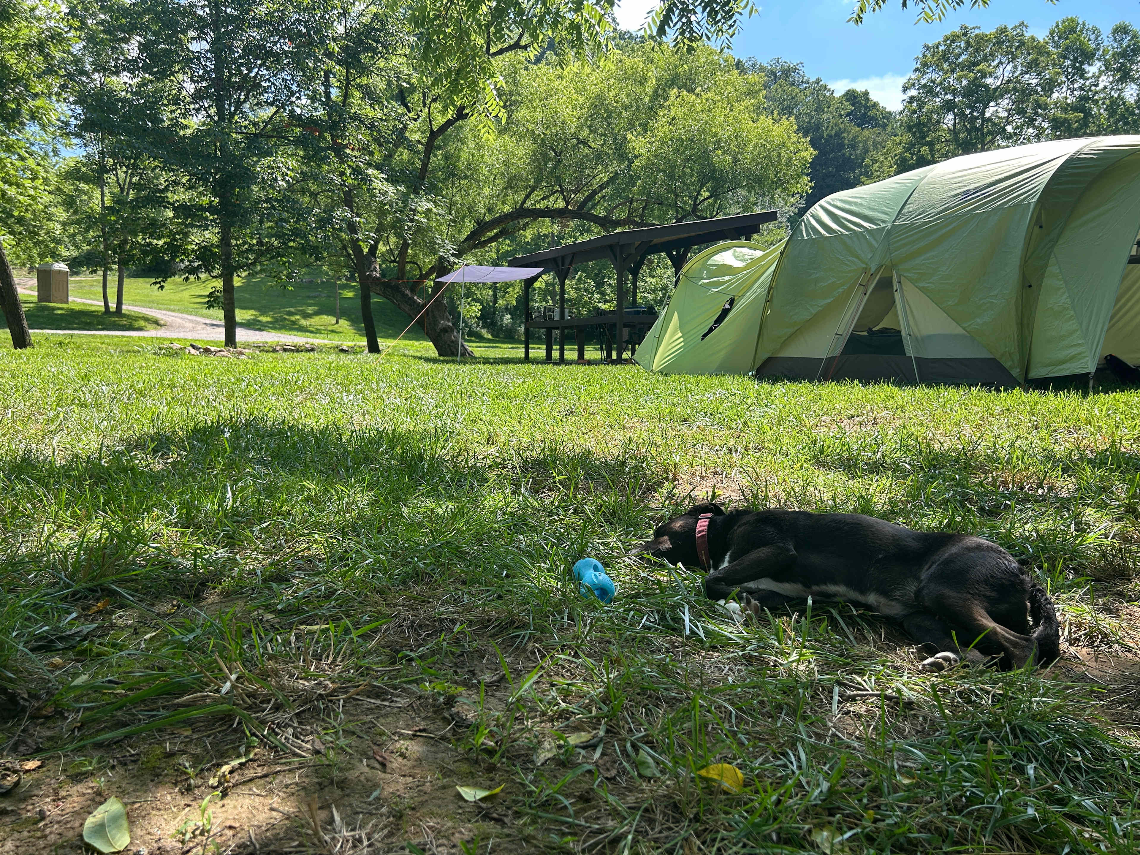 Shooting shed itself gets sun from one side or the other most of the day - you may want to bring an extra shade/tarp set up for extra cover while cooking.  It was 90 during our stay and absolutely necessary. 