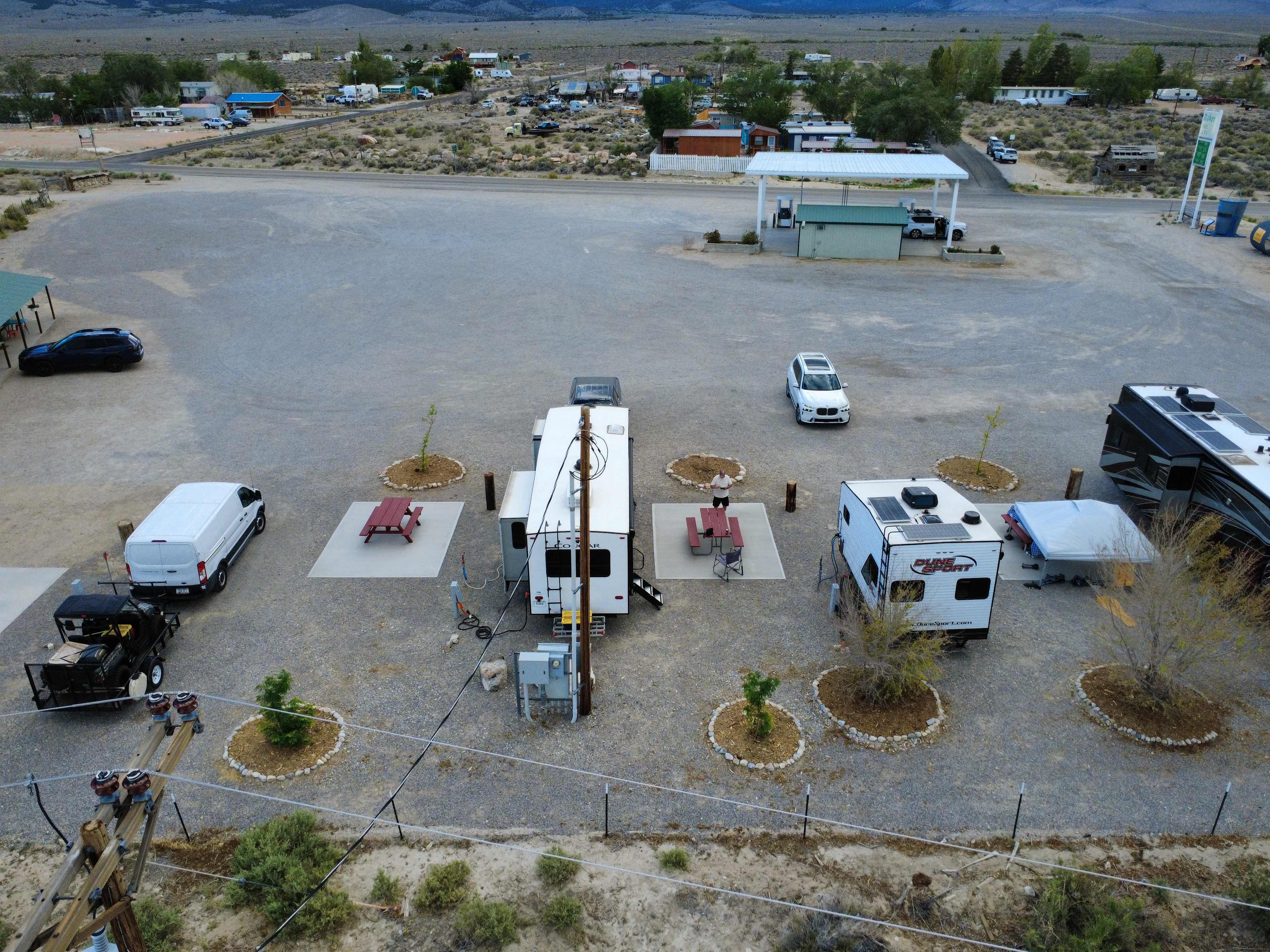Campsite(s) with fuel station (looking west)