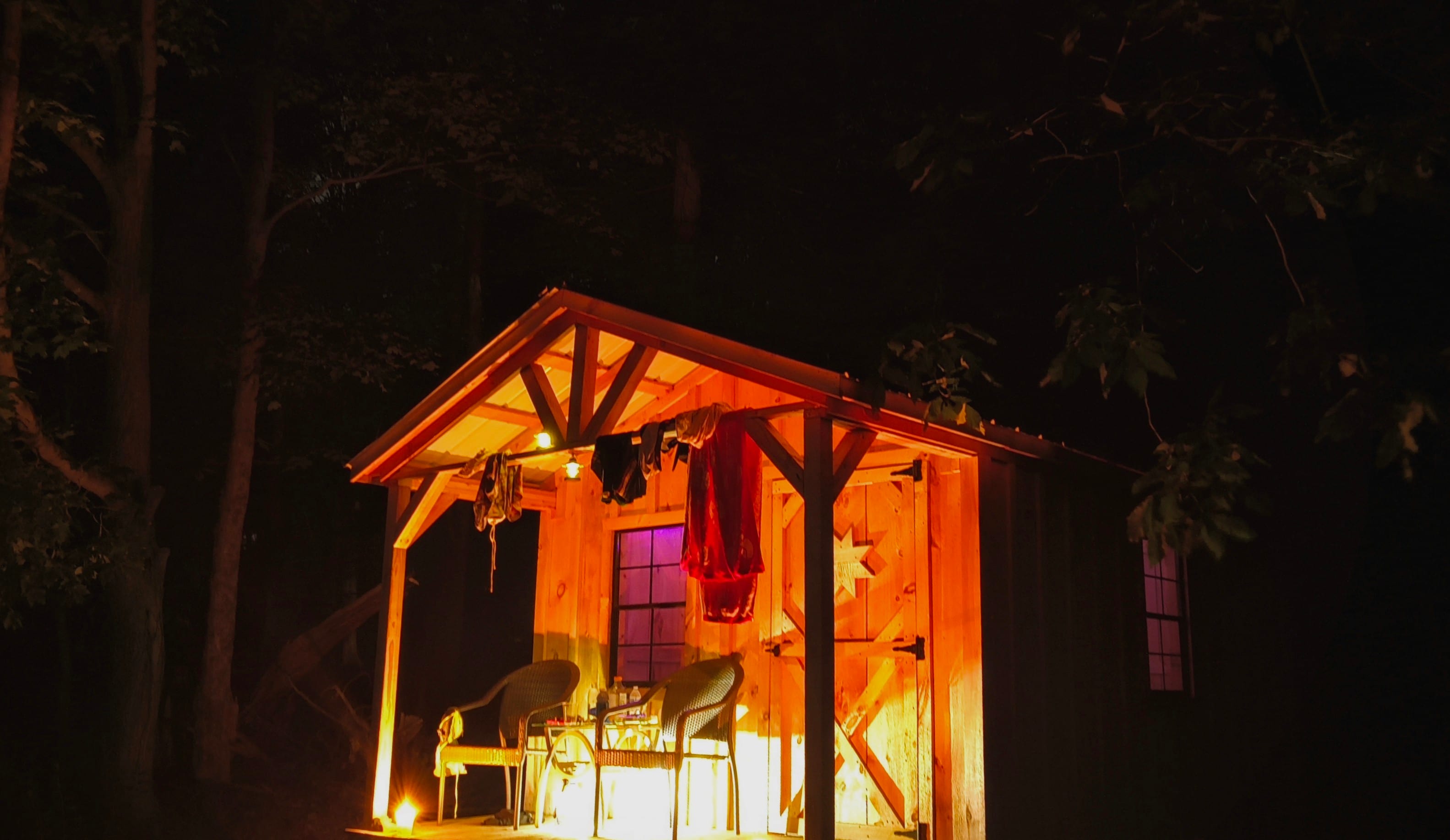 Cabin at night (bring your own lights!!)