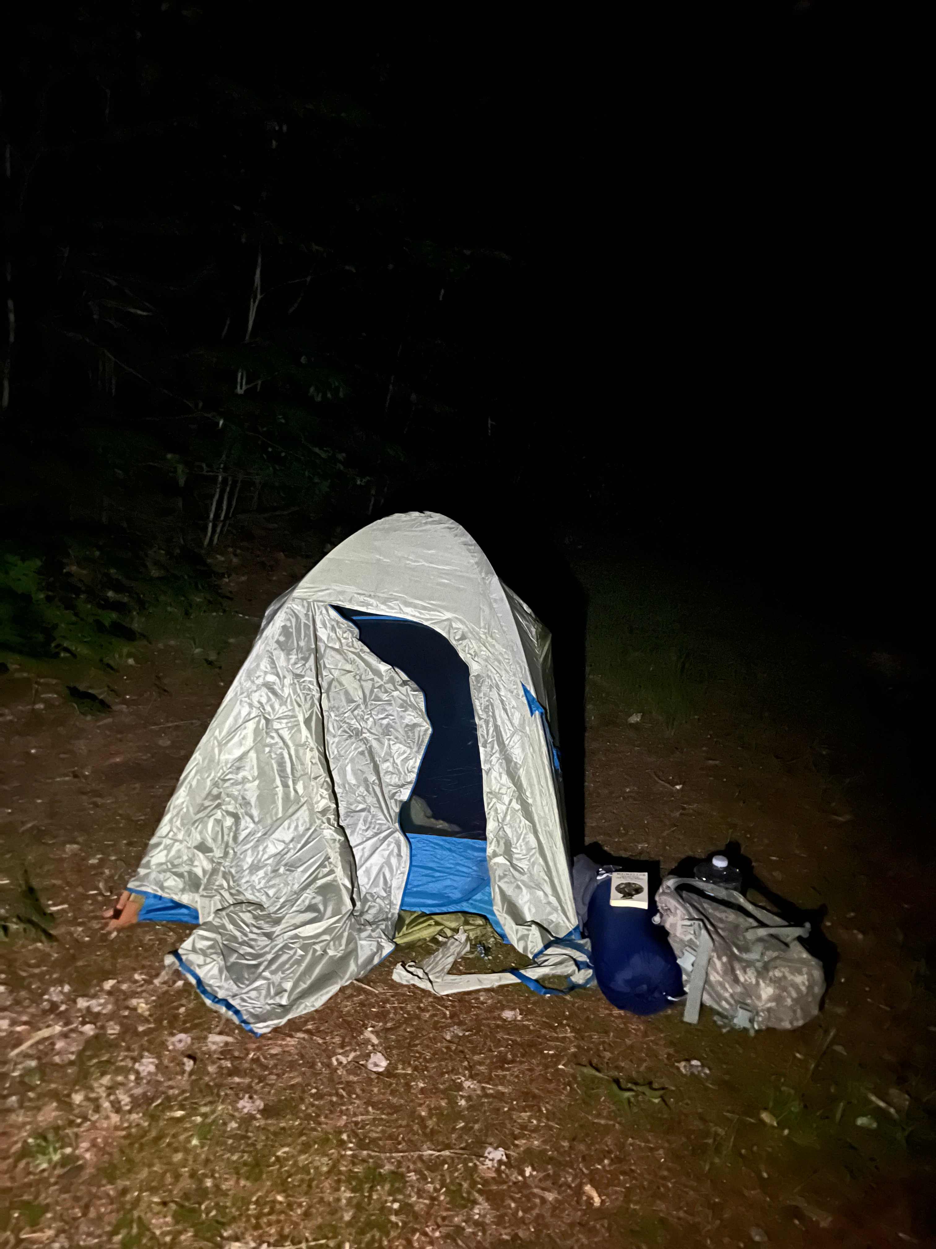 My tent set up at the site. Do look out for ants before you set up – I think I put my tent right on an ant hill. Hazards of camping…