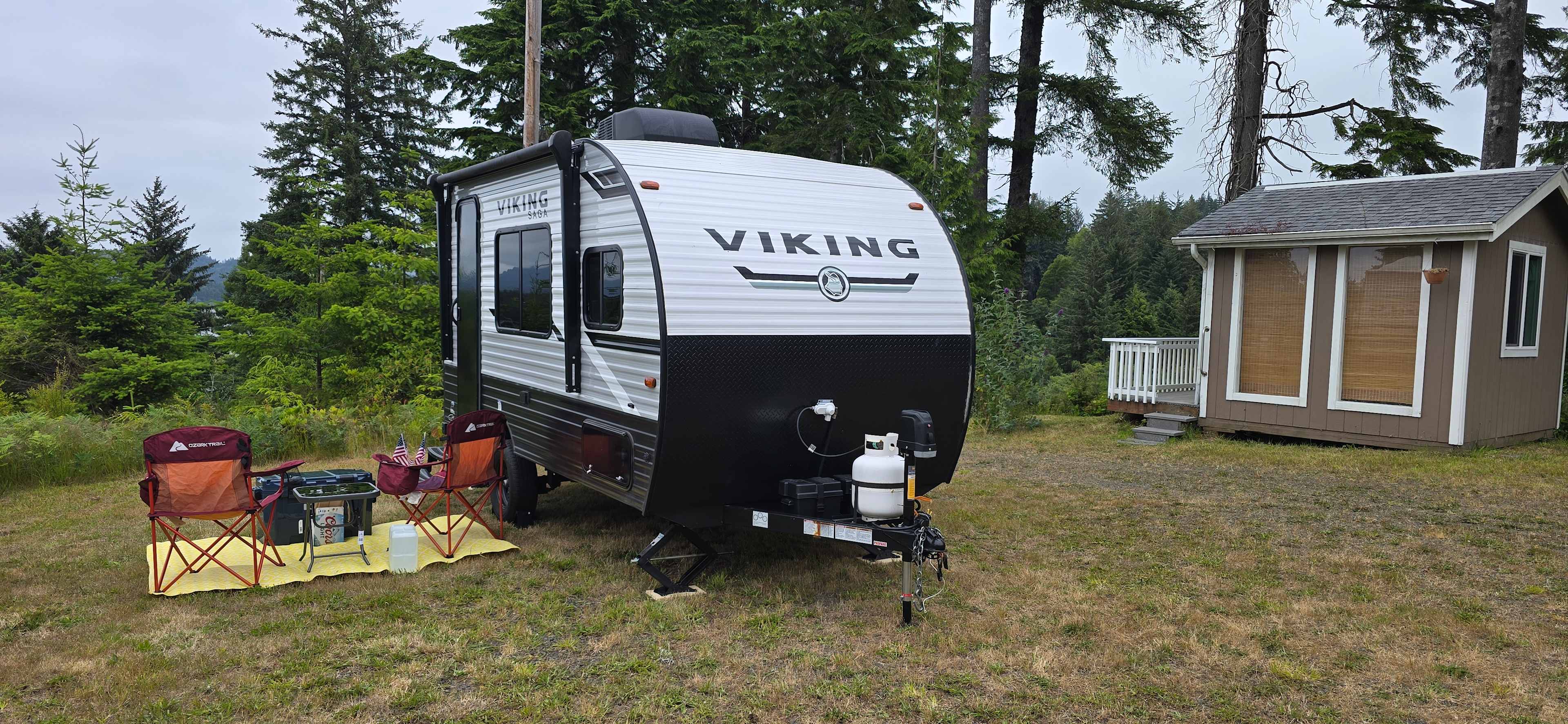 Our camp with tiny house. Our teen relatives liked the privacy.