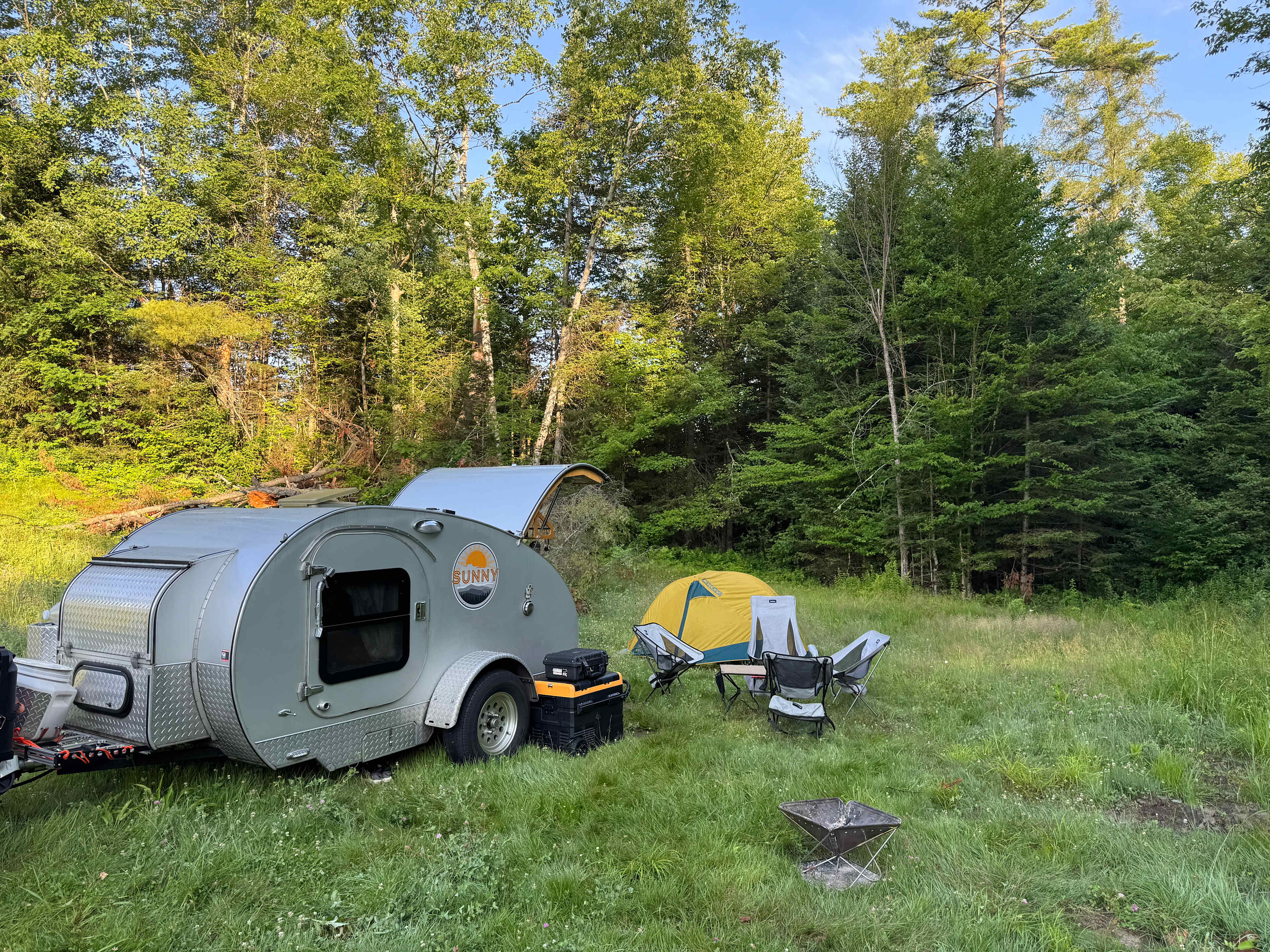 Private field and woods camping