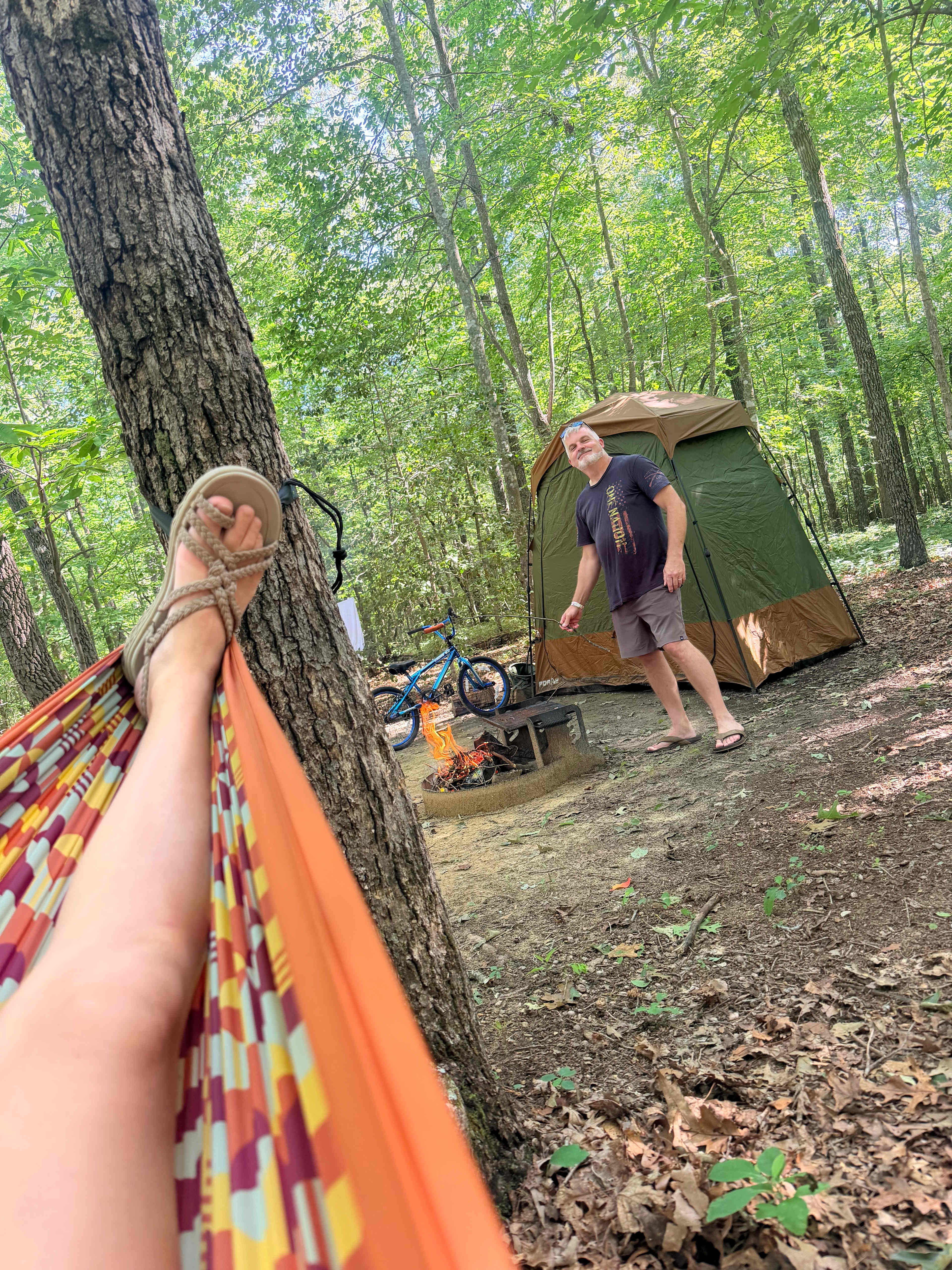 We had so much space for our shower/bathroom and everything we needed to set up. 