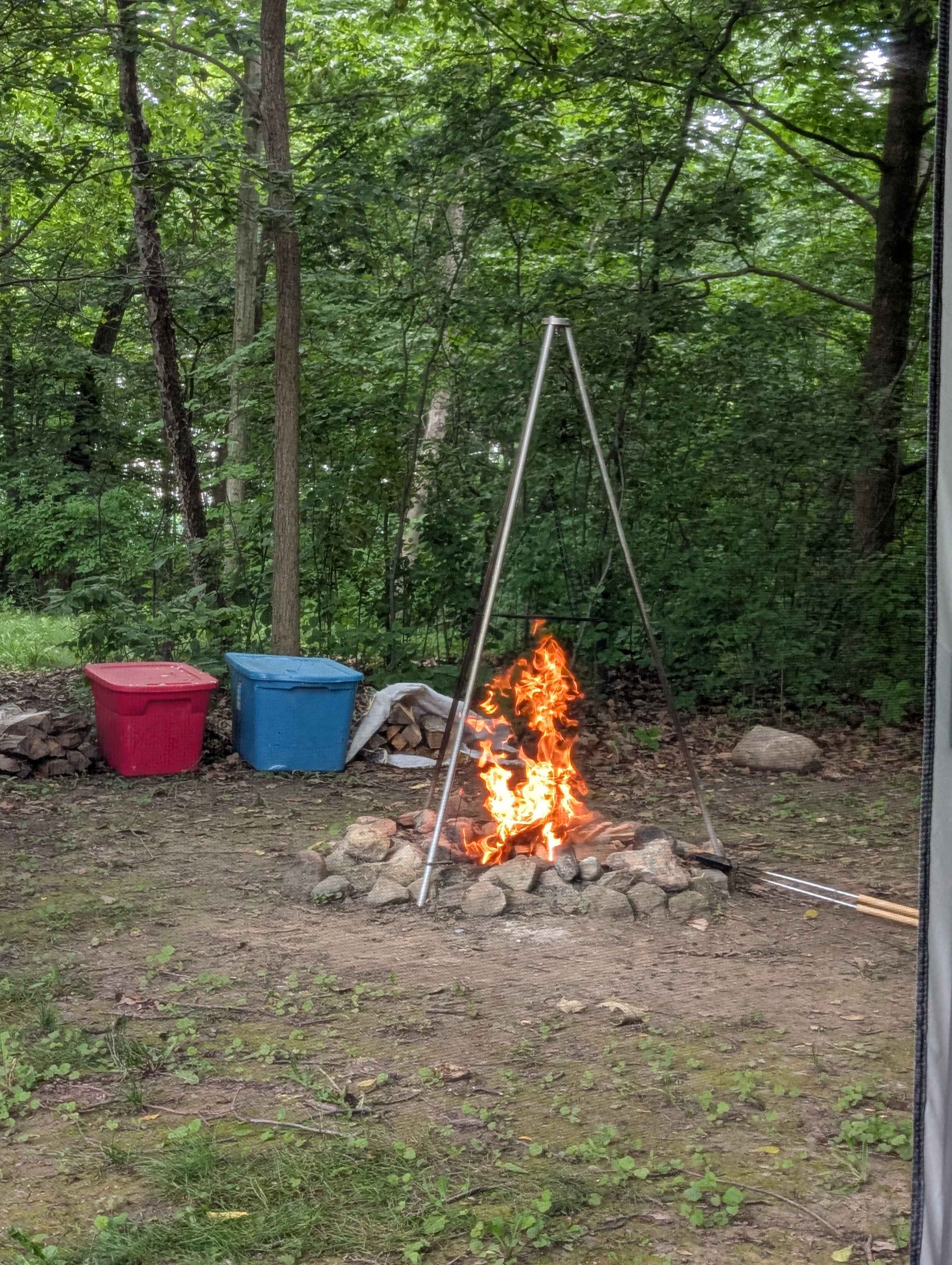 Fire pit view from our dining shelter