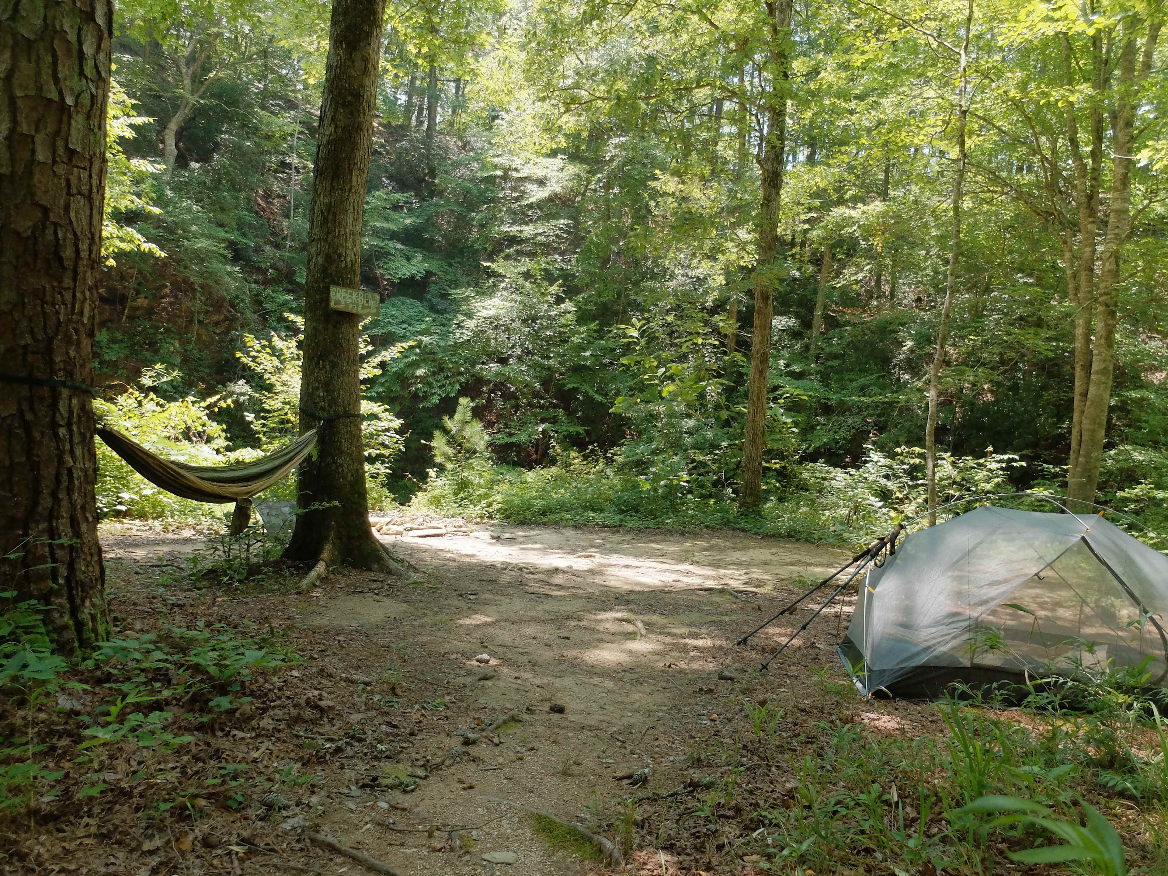 About a third of the campground, more obscured from view
