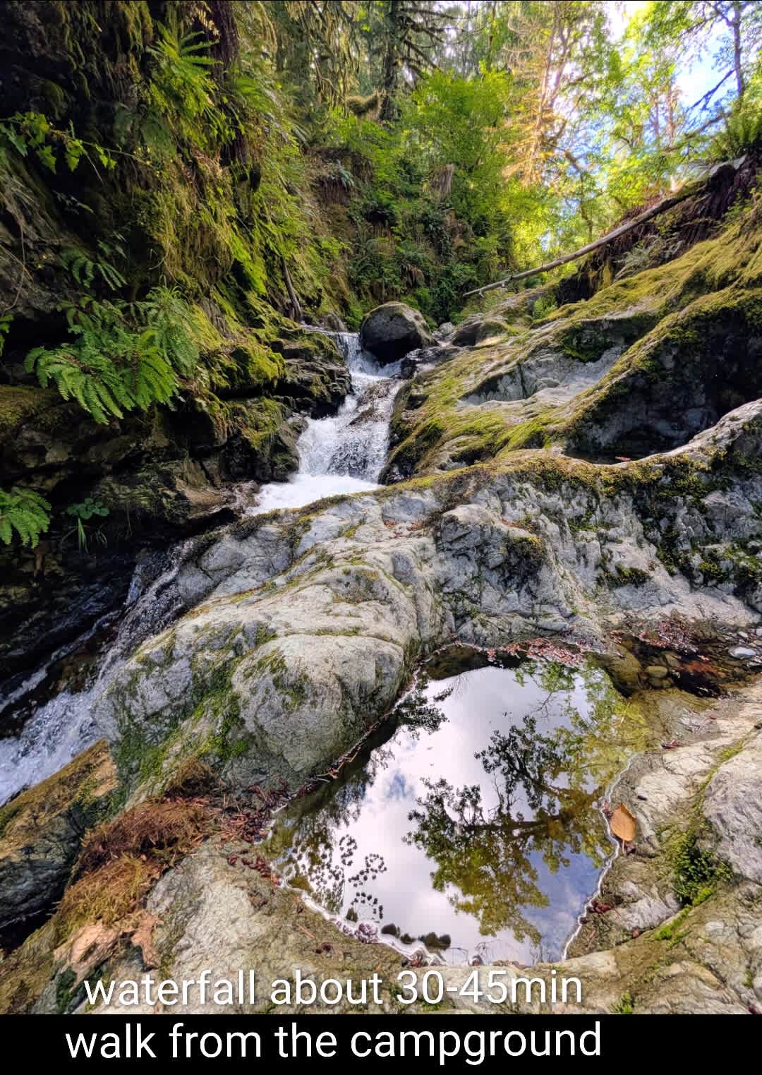 Maple Falls, around a mile walk from campsite, just follow Bay to Baker trail until you get to the Maple Falls Loop Trail