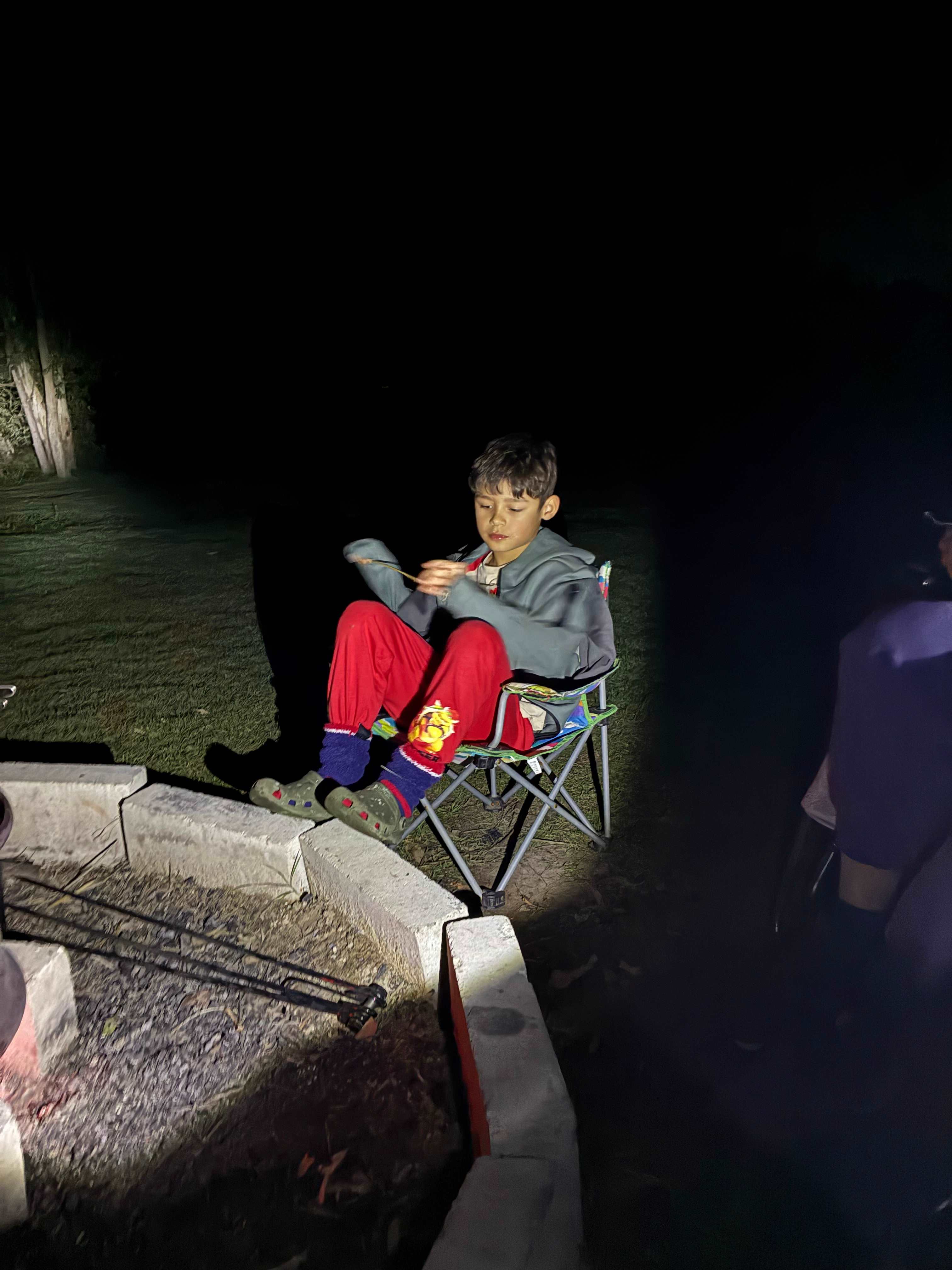 Having marshmallows by the fire. 