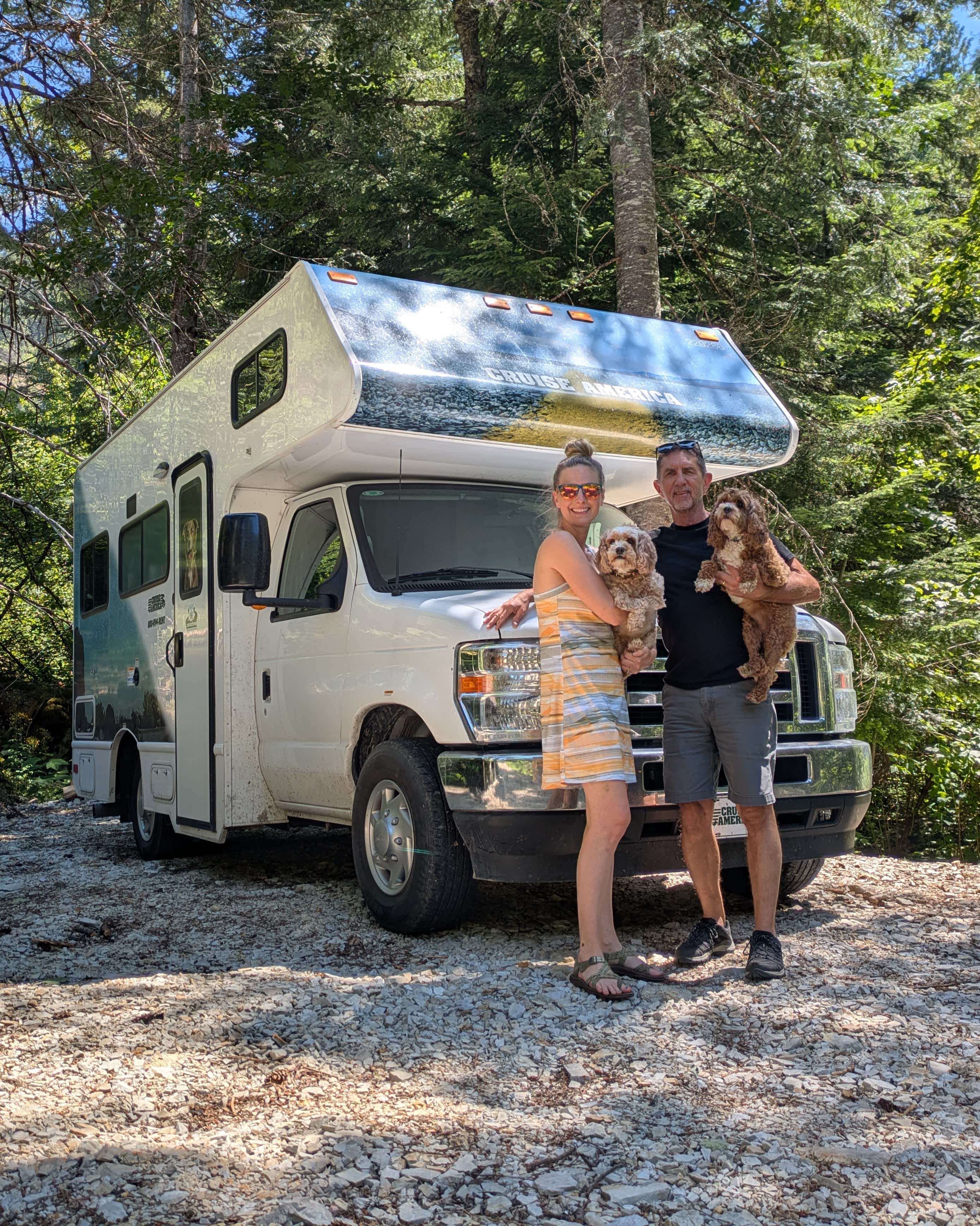 We backed our 21' RV down and that worked well.