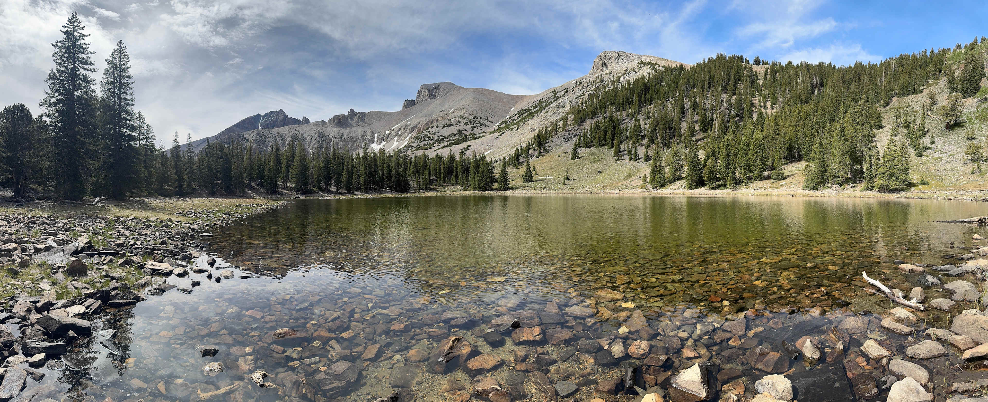 Wheeler Peak from Shelly Lake on Alpine Lakes Loop Trail in GBNP.